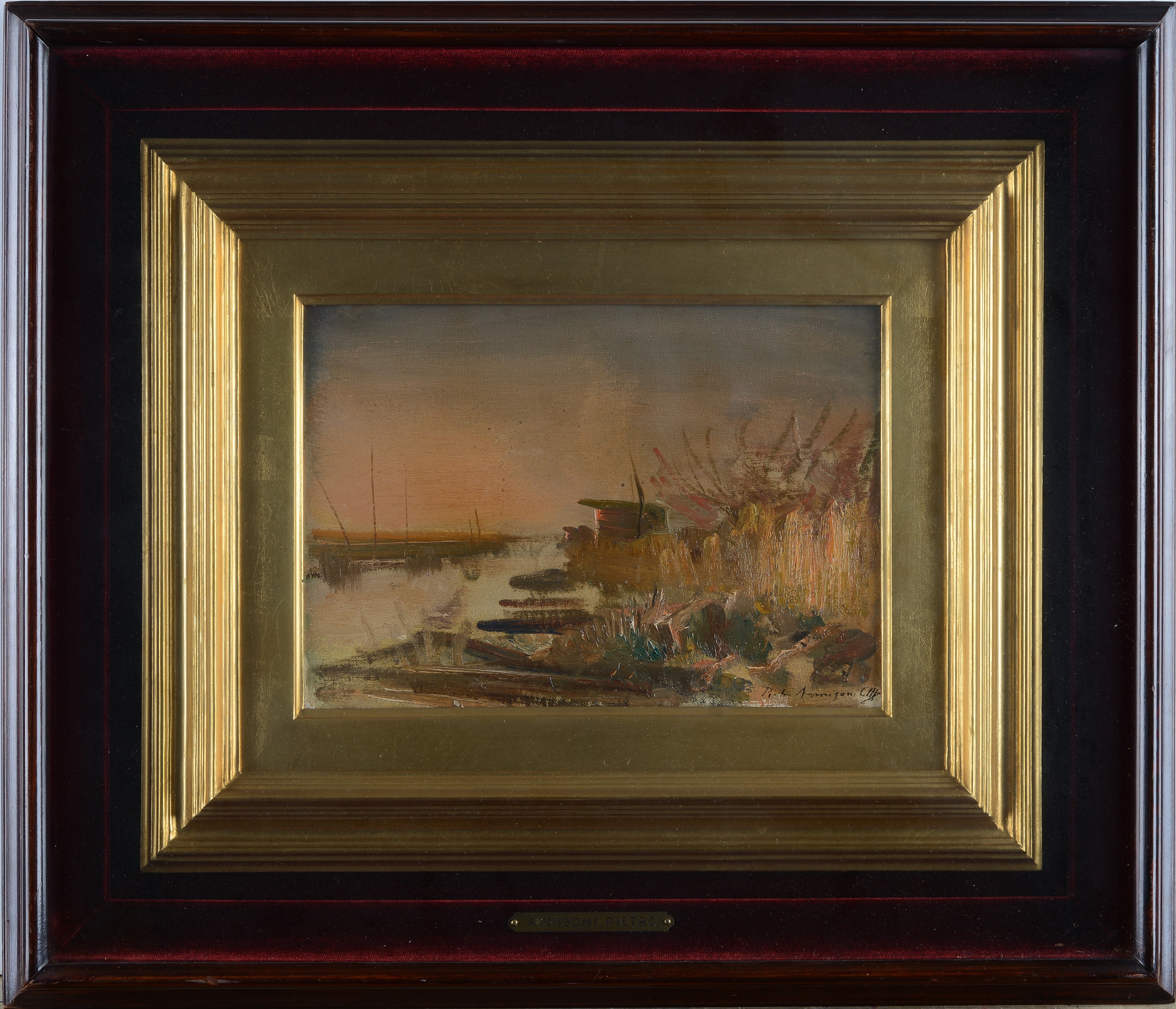 Pietro Annigoni - Paesaggio, olio su tela riportata su cartone
