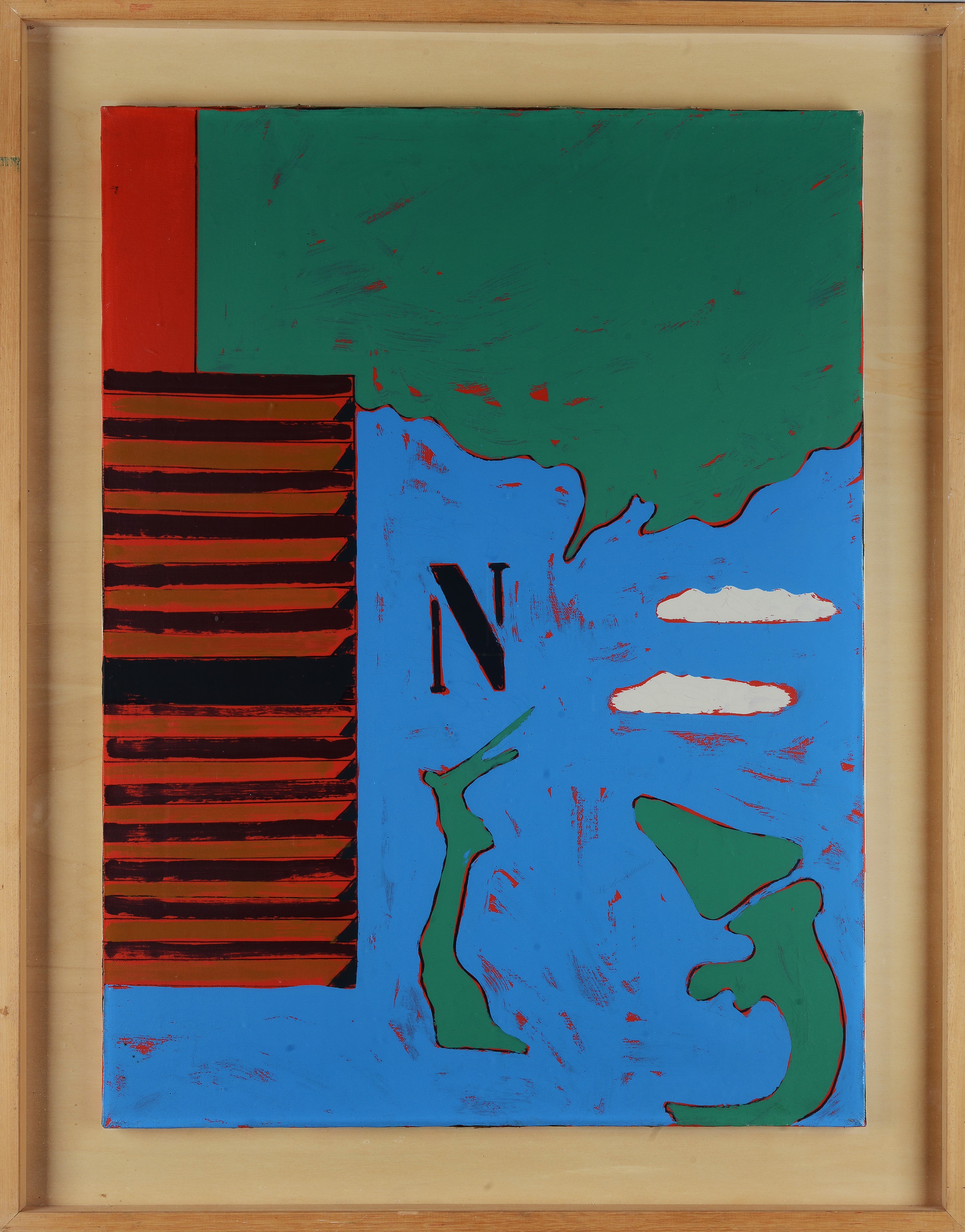 Tano Festa - Paesaggio con la N, smalto su tela, 1973