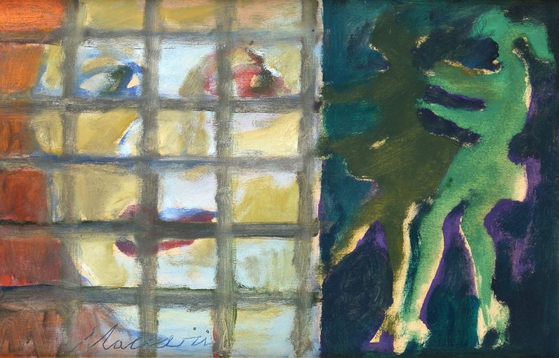 Mino Maccari - Senza titolo, olio su compensato, cm 22x33