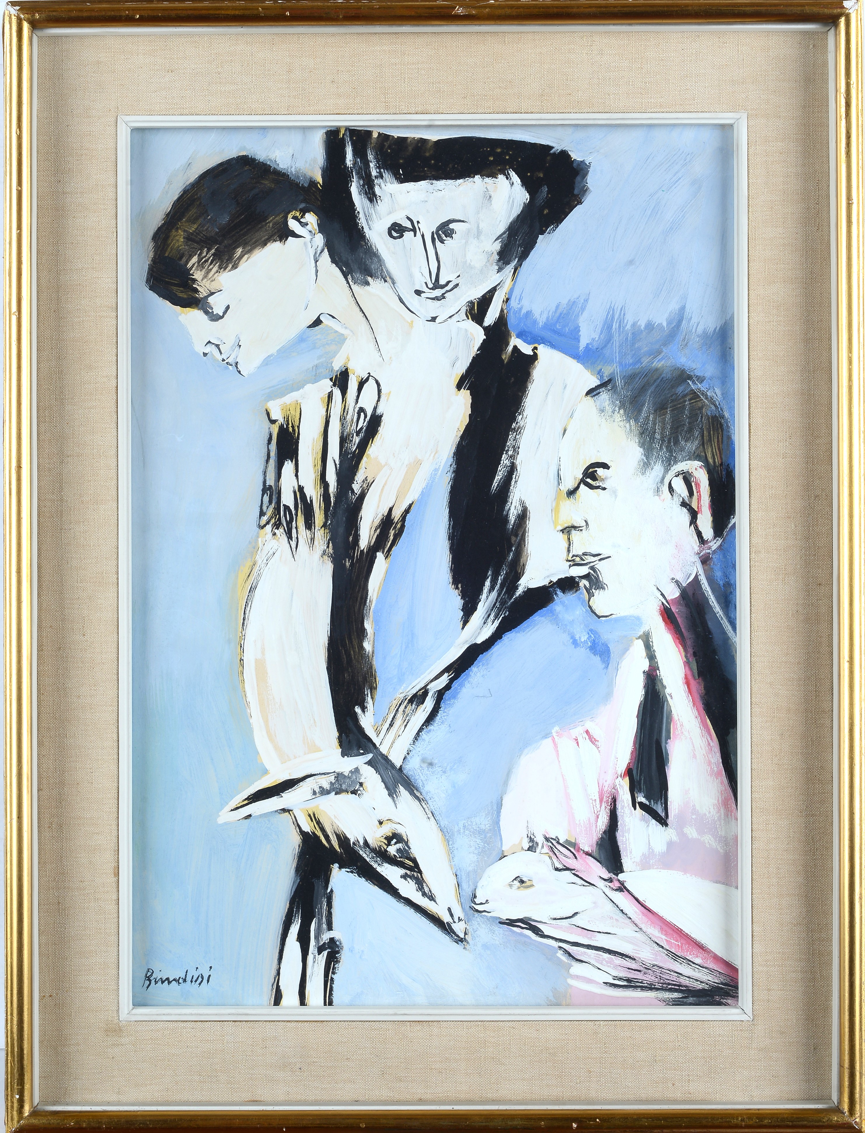 Remo Brindisi - Figure - olio su cartone telato, cm. 50x35