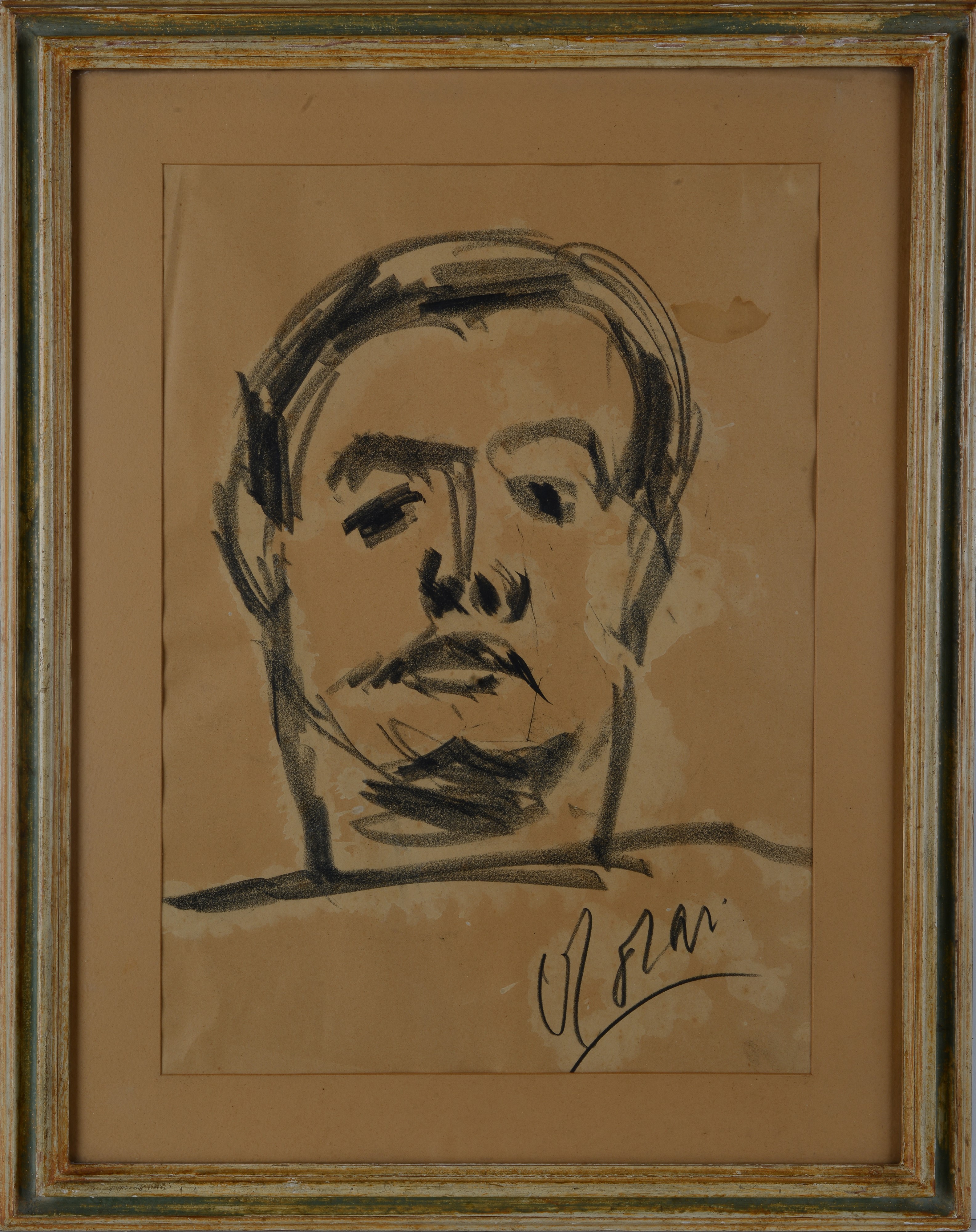 Ottone Rosai - Volto - Carboncino su carta