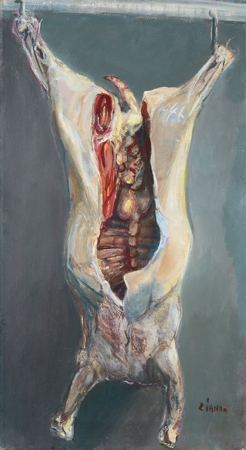 Spartaco Zianna - Bue squartato, olio su tela