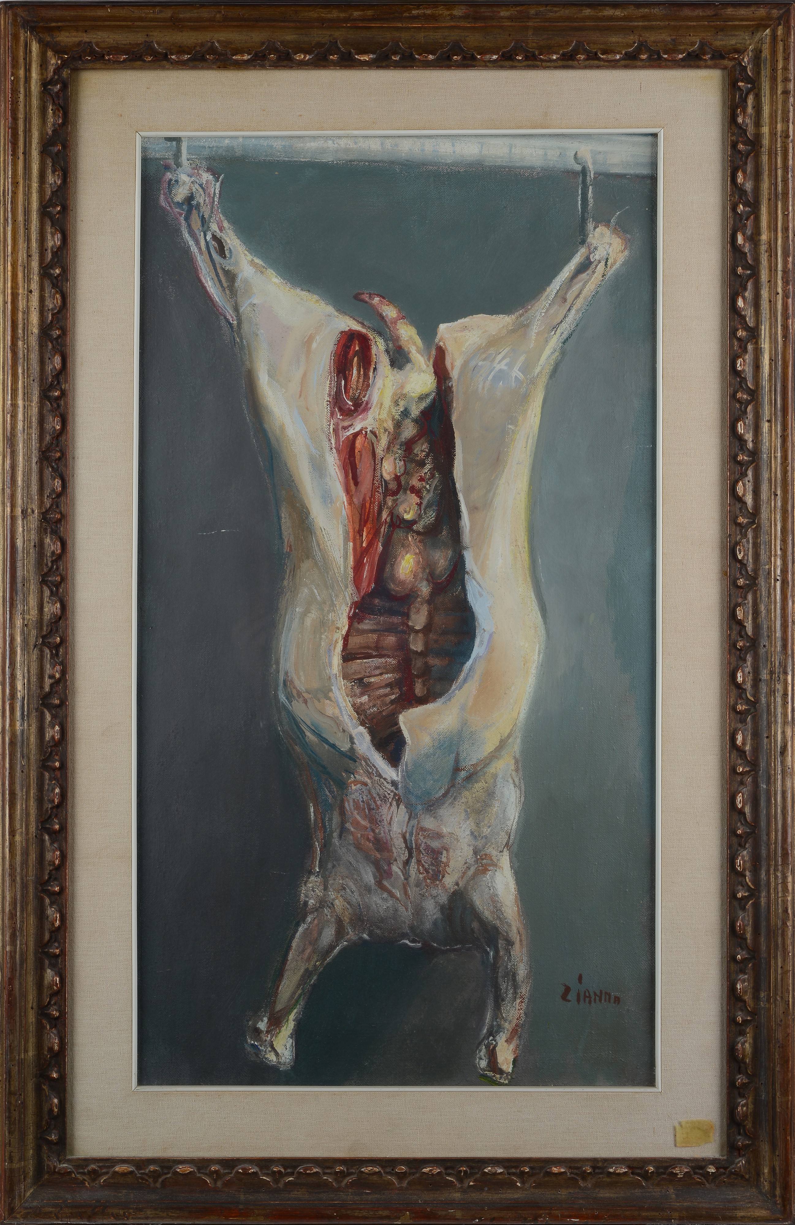 Spartaco Zianna - Bue squartato, olio su tela