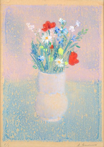 Vaso di fiori – Monotipo a olio