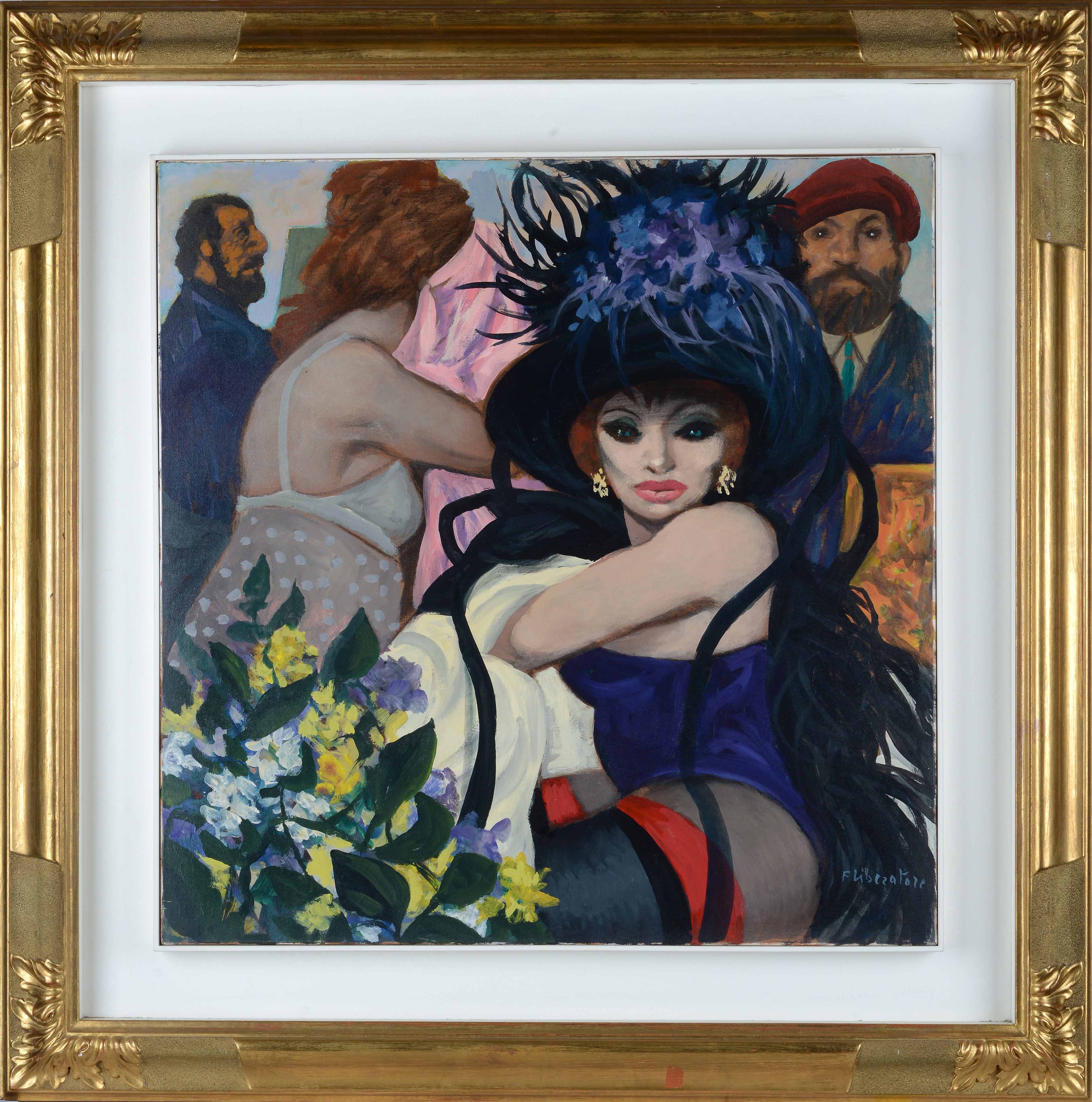 Fausto Maria Liberatore - Figure, olio su tela, cm. 70x70
