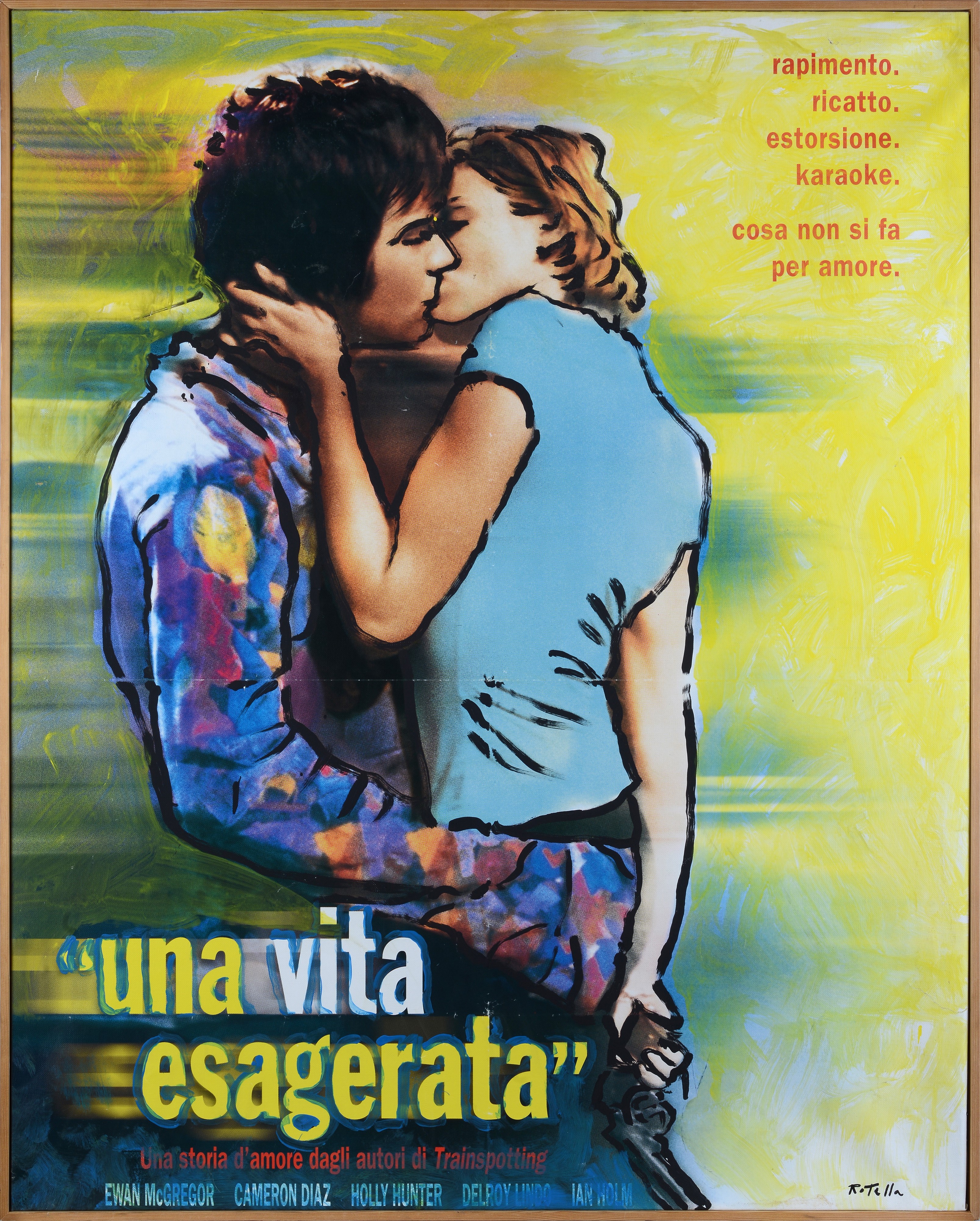 Mimmo Rotella - Per amore, tecnica mista su tela, 2002