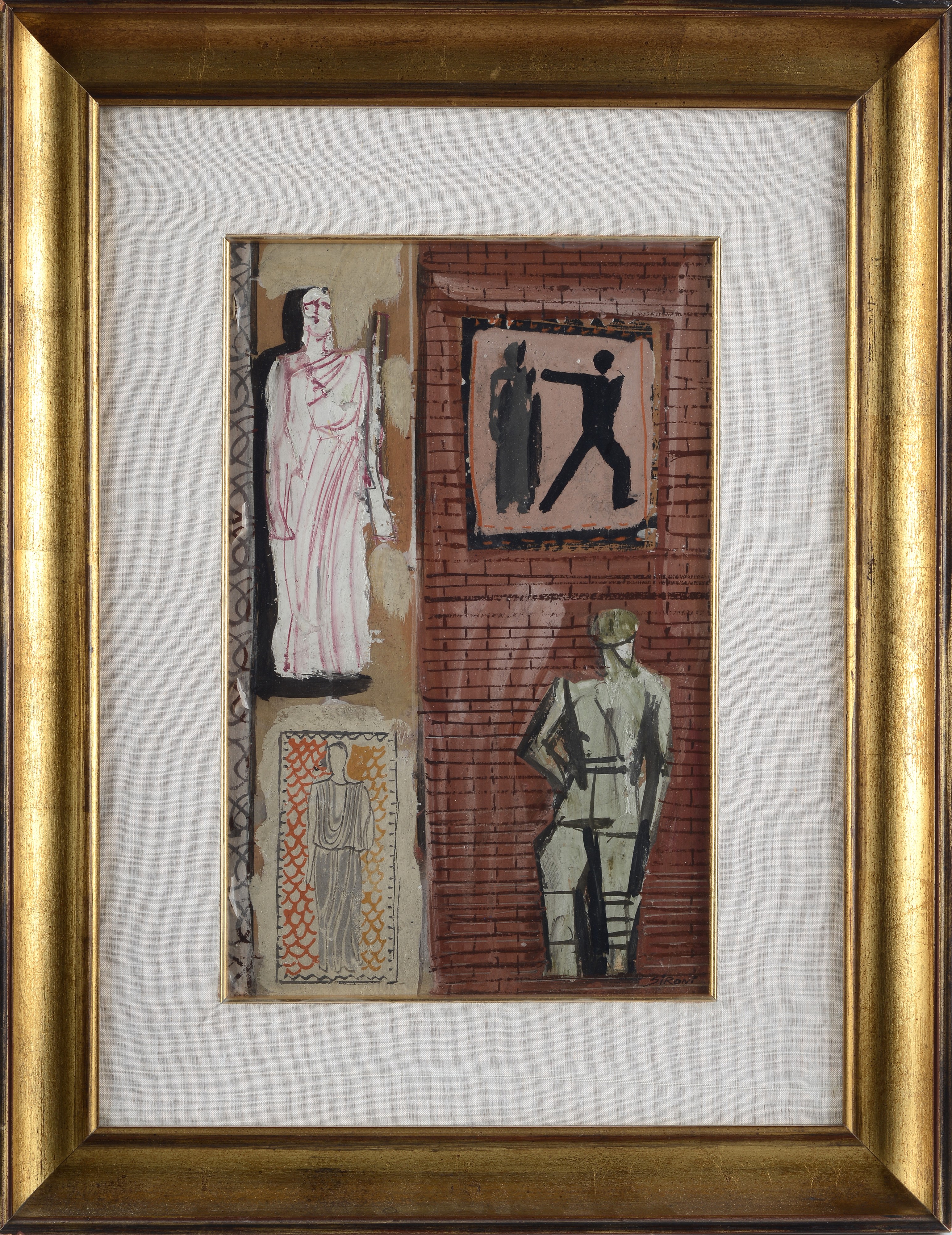 Mario Sironi - Composizione con figure, tempera su cartone