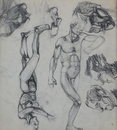 Studi di figure (fronte e retro), matita su carta