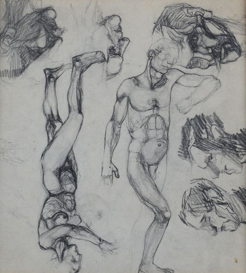 Mario Sironi - Studi di figure (fronte e retro), matita su carta