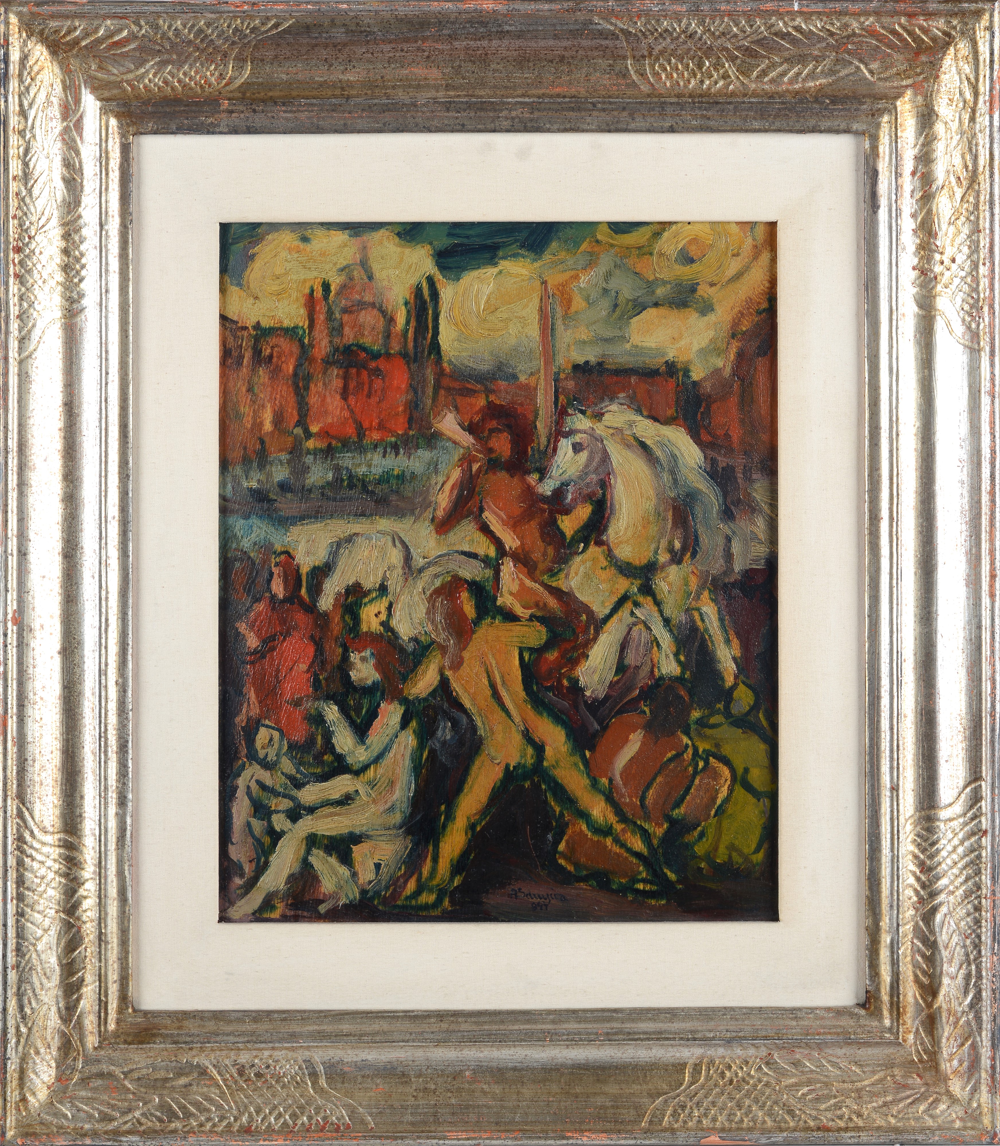 Achille Sdruscia - Figure - olio su compensato
