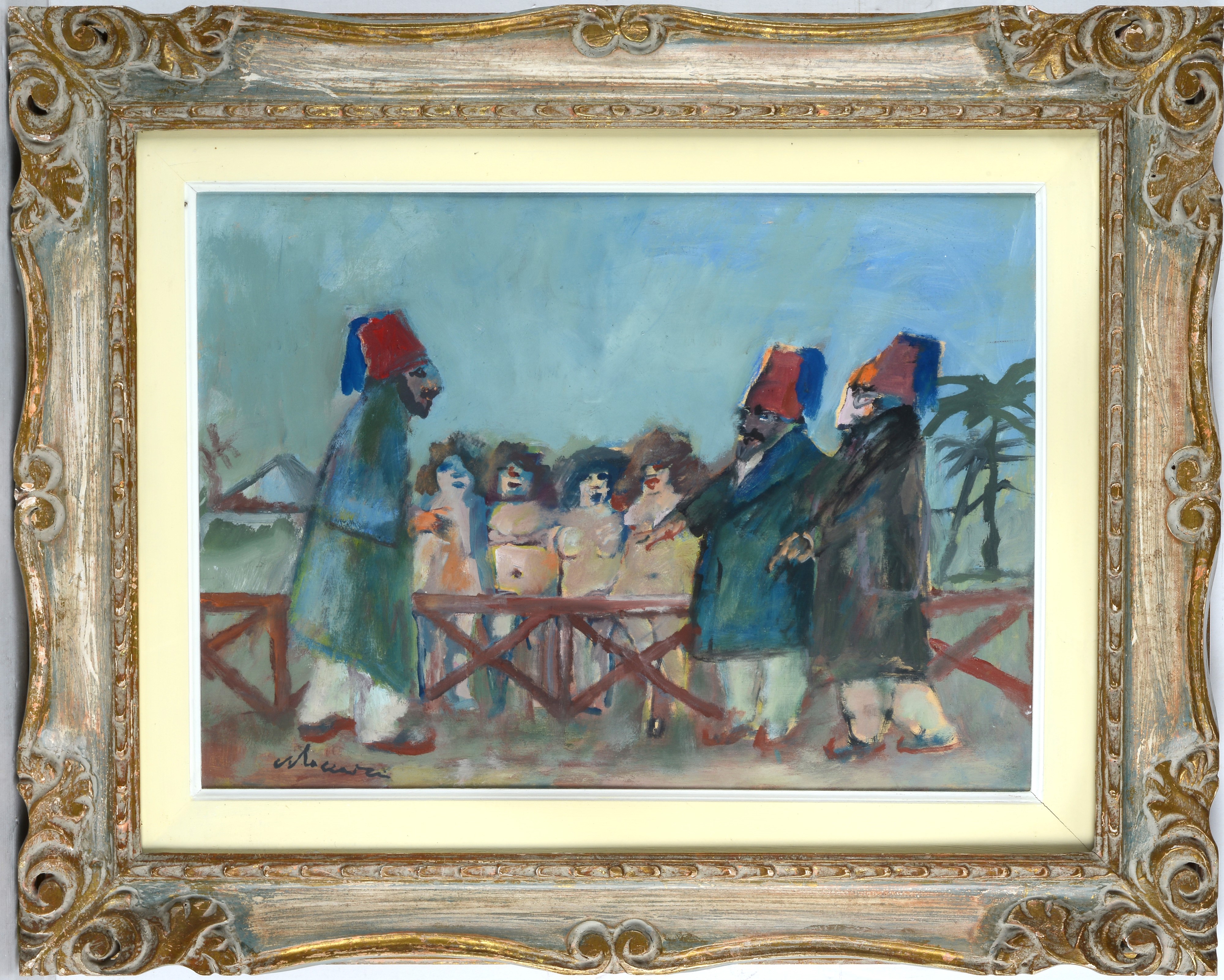 Mino Maccari - Mercato delle schiave, olio su legno