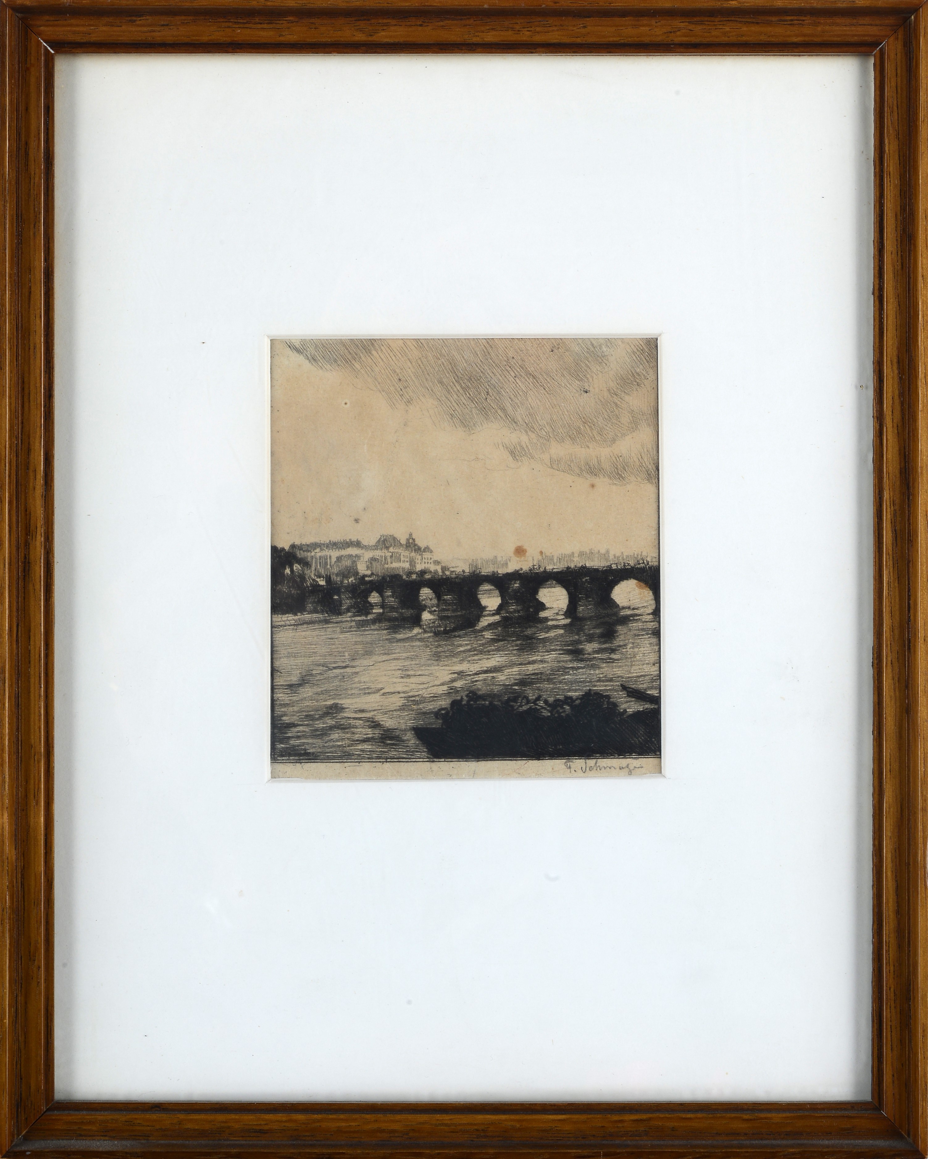 Ferdinand Schmutzer - Ponte Augusto a Dresda, incisione del 1903
