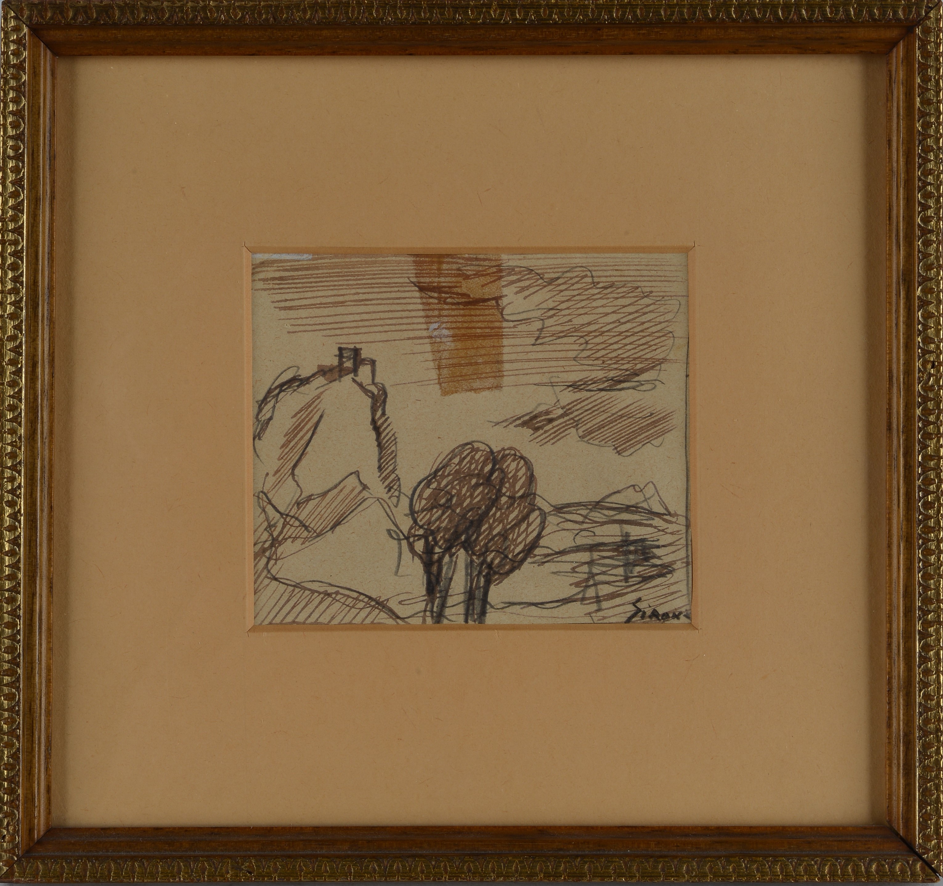 Mario Sironi - Paesaggio, inchiostro su carta