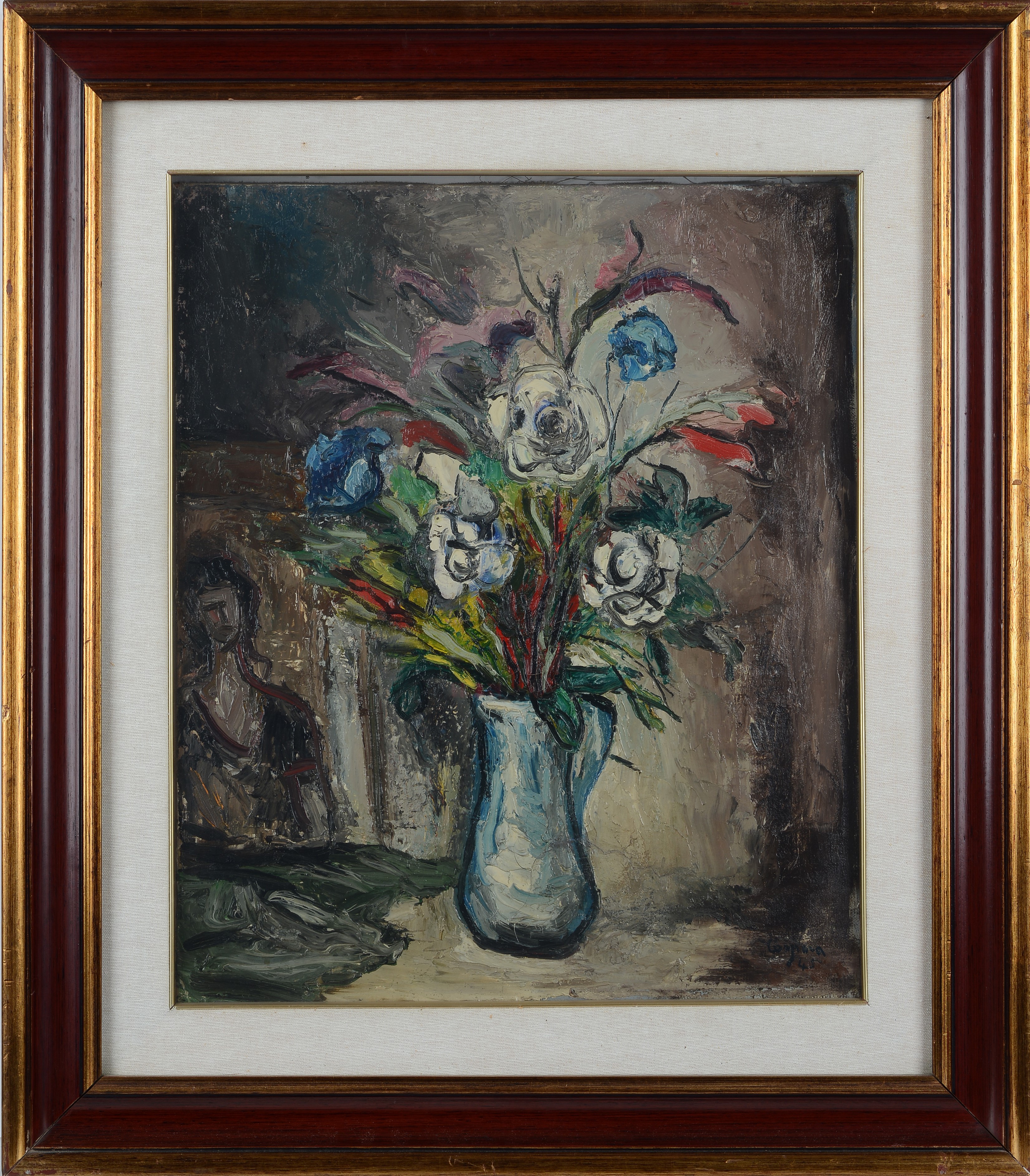 Antonio Corpora - Vaso di fiori, olio su tela