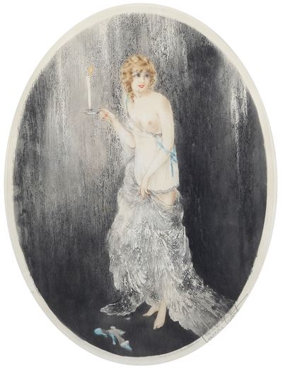 Donna con candela, acquaforte e acquatinta