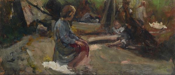 Cesare Ciani - Figures along the river