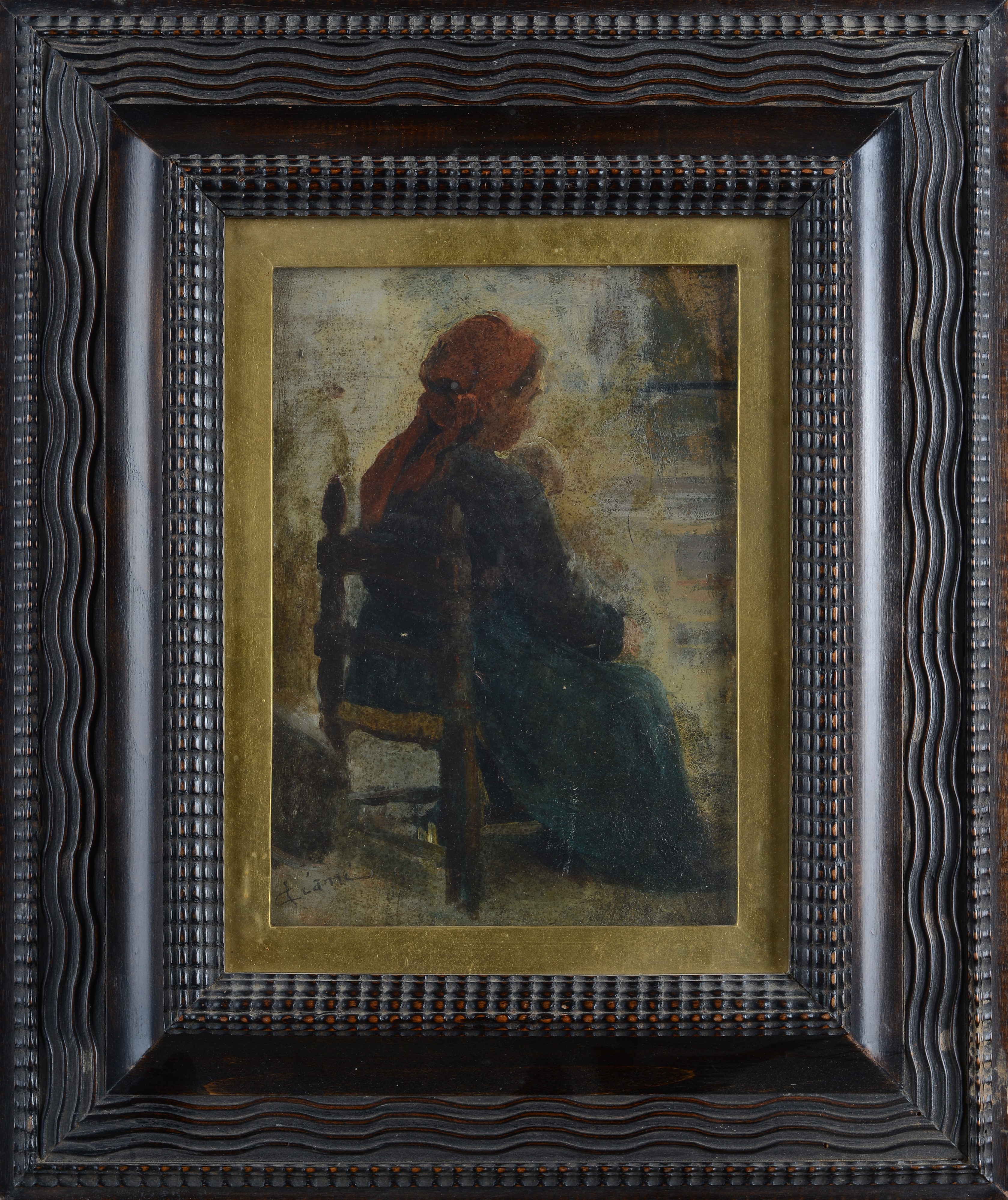 Cesare Ciani - Donna seduta, olio su tavola
