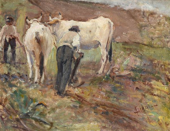 Cesare Ciani - Farmers with oxen