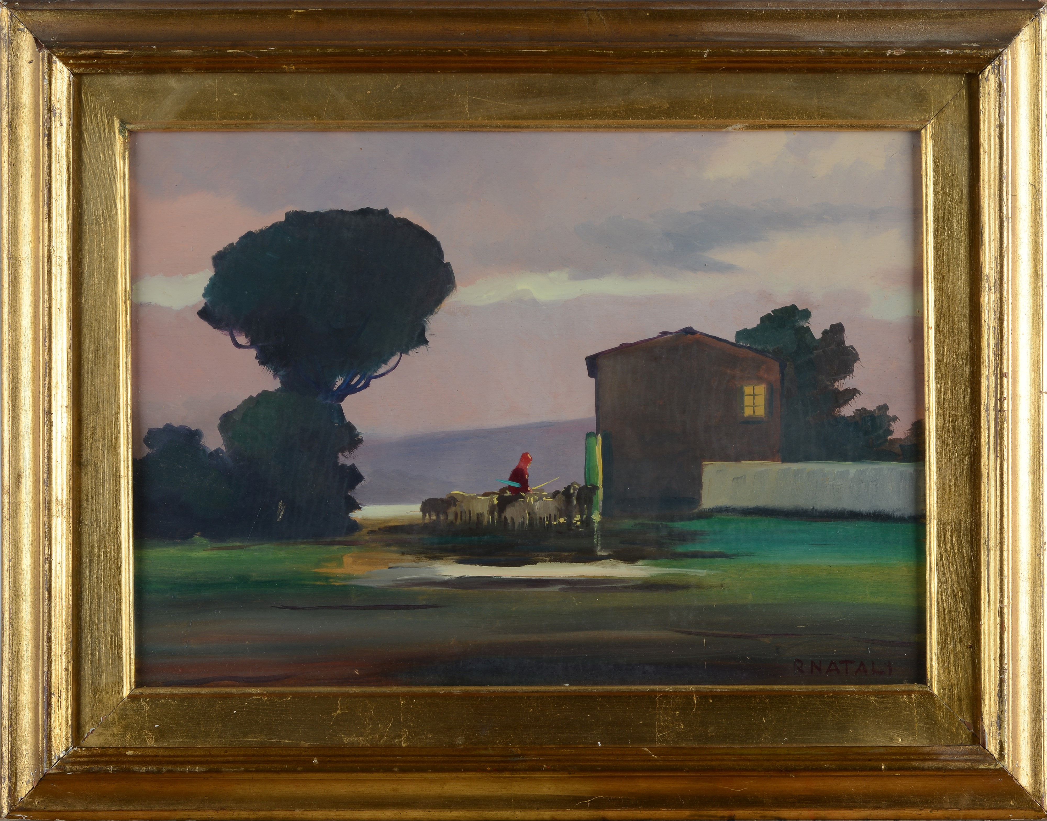 Renato Natali - Gregge - olio su tavola