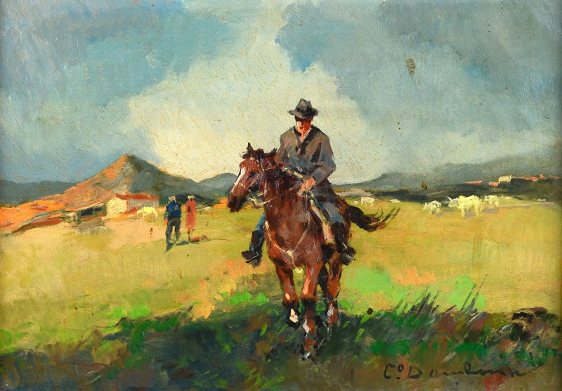Carlo Domenici - Buttero - Olio su tavola, cm 36x50