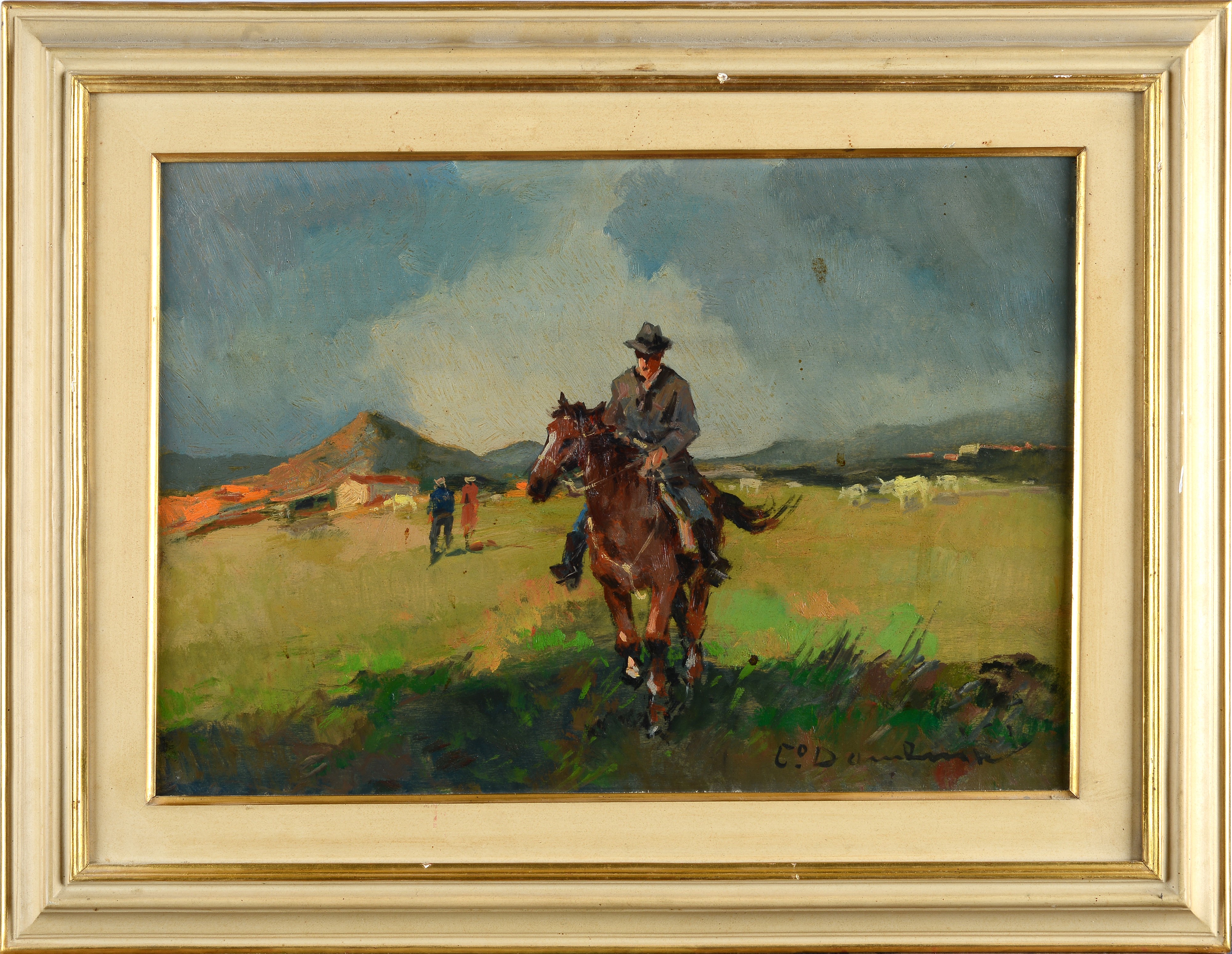 Carlo Domenici - Buttero - Olio su tavola, cm 36x50