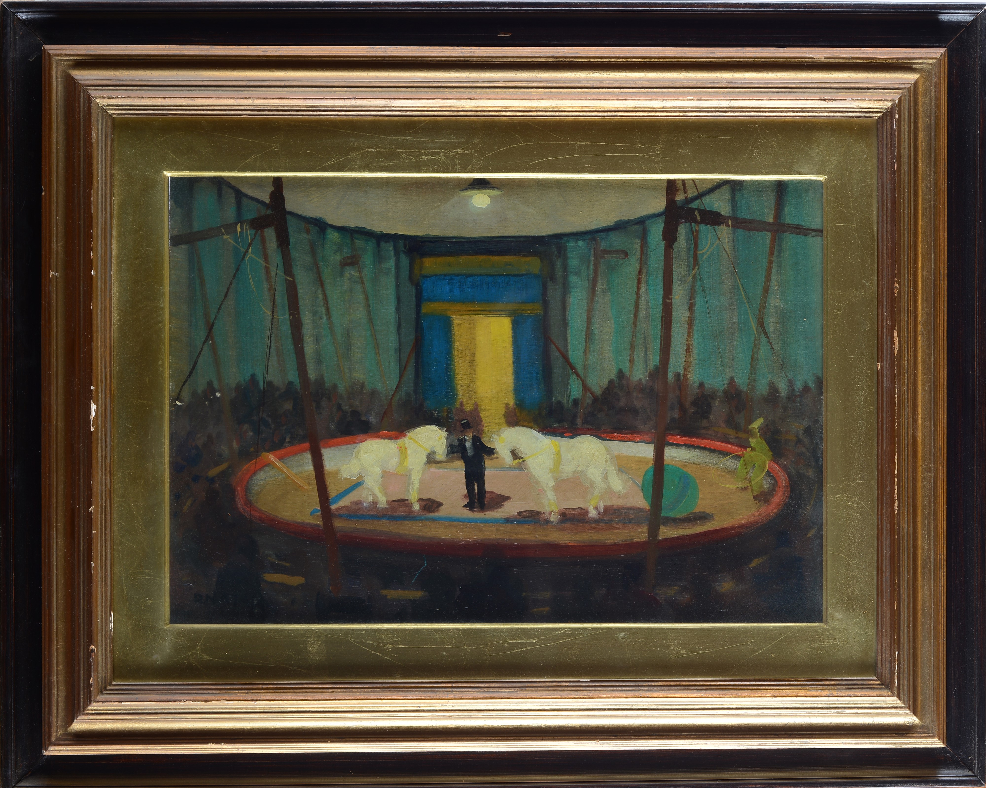 Renato Natali - Circo equestre, olio su tavola