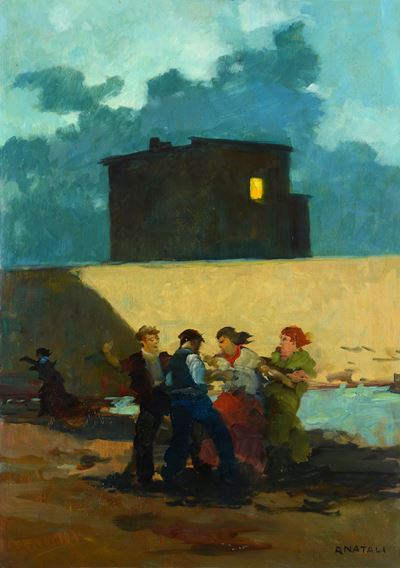 Baruffa, olio su tavola, cm 70x50, 1940