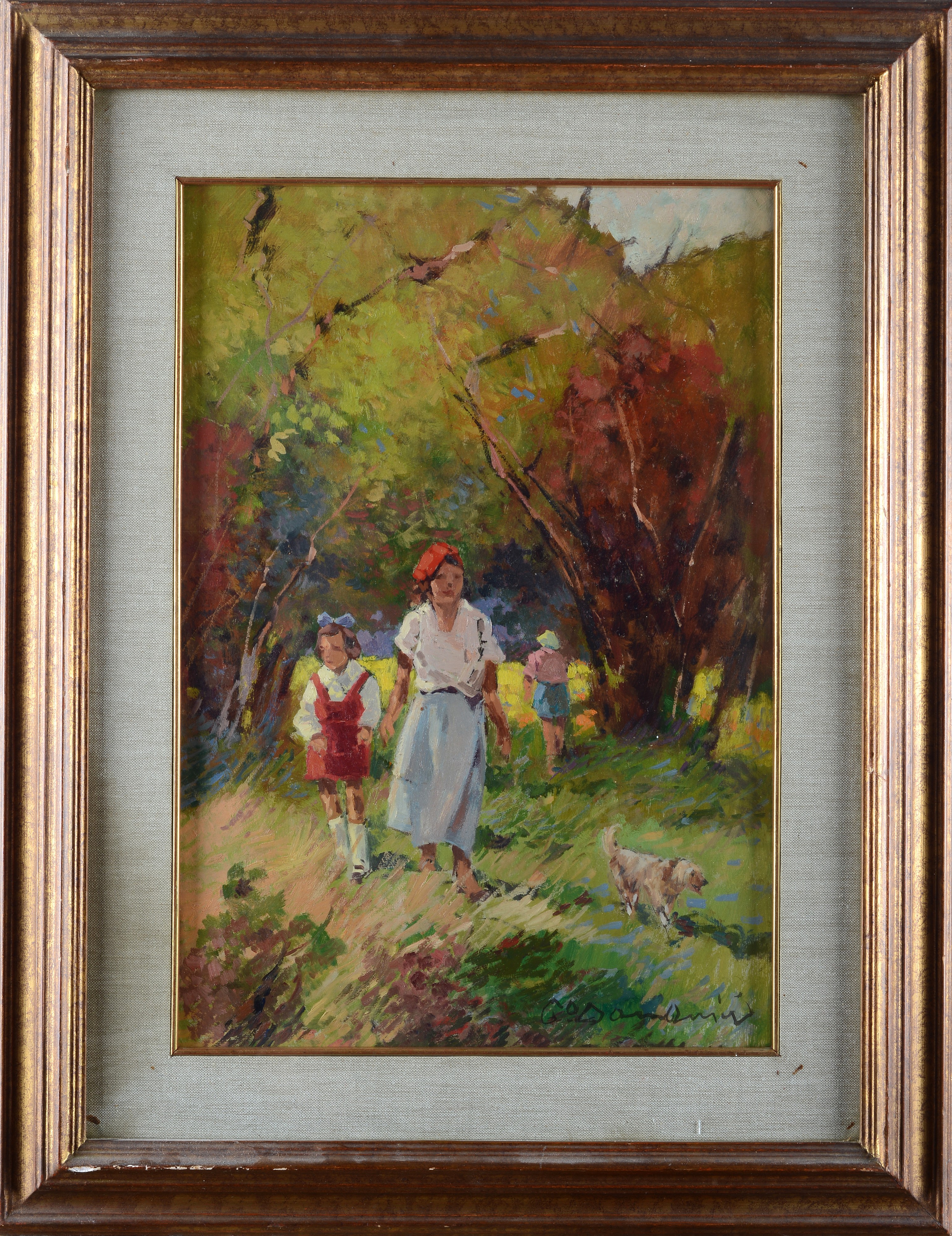 Carlo Domenici - Nel bosco, olio su faesite
