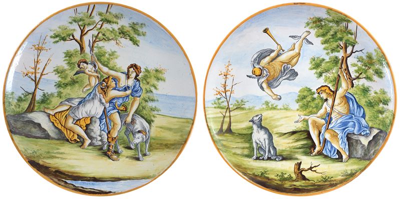 Coppia di piatti istoriati