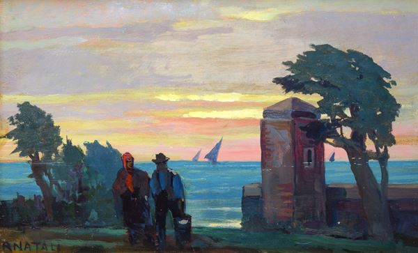 Renato Natali - Landscape with figures
