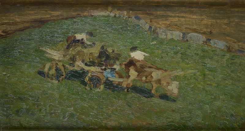 Paesaggio con contadini