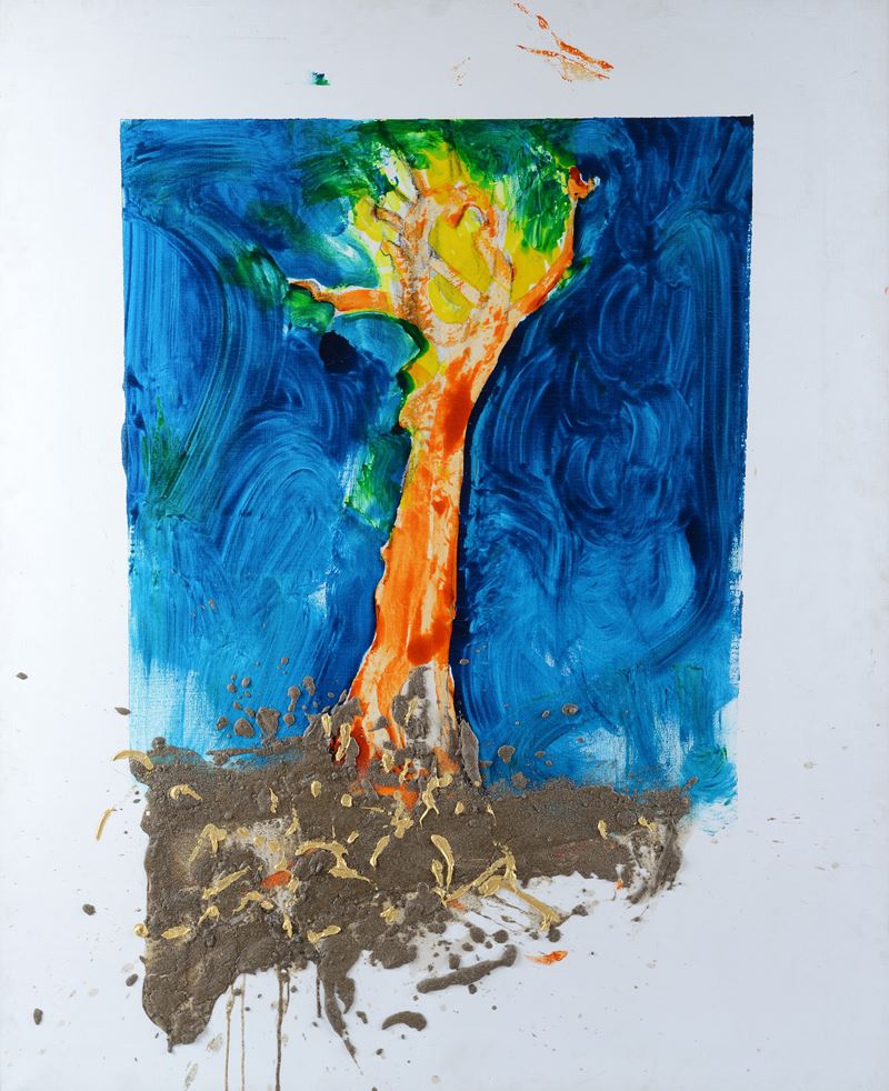 Mario Schifano - Senza titolo (smalto, acrilico e sabbia su tela), 1993