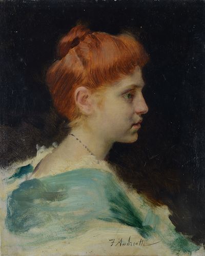 Profilo di signora, olio su tela
