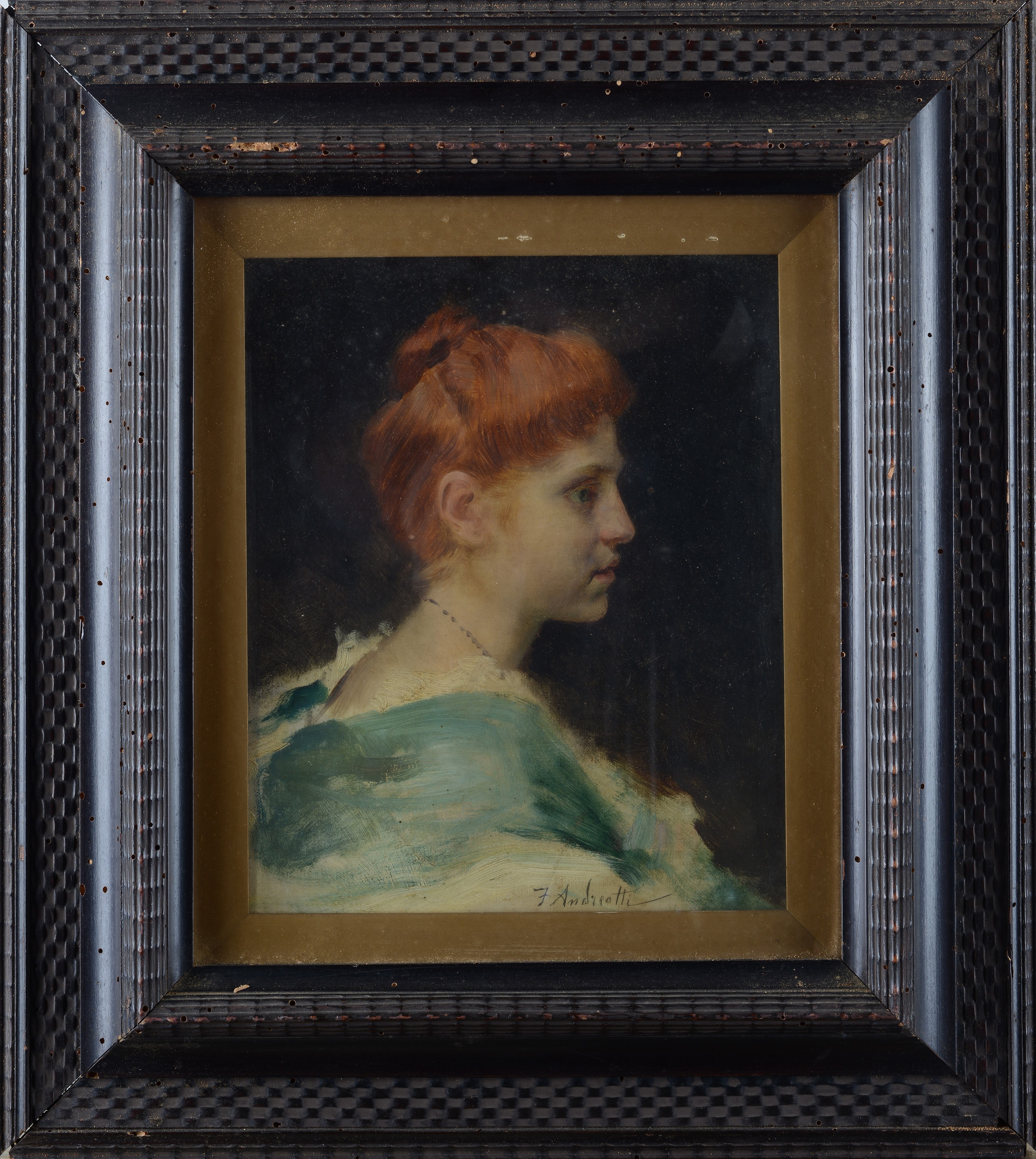Federico Andreotti - Profilo di signora, olio su tela