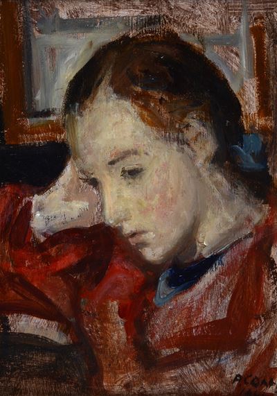 Bambina - Olio su cartone, cm 23,5x17, 1944