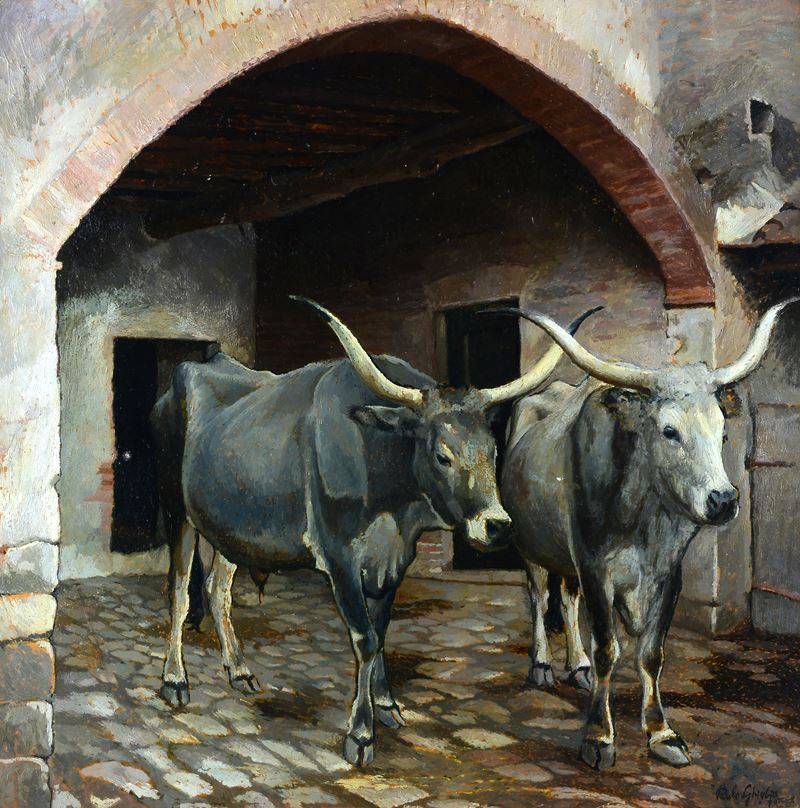 Paulo Ghiglia - Buoi, olio su tavola