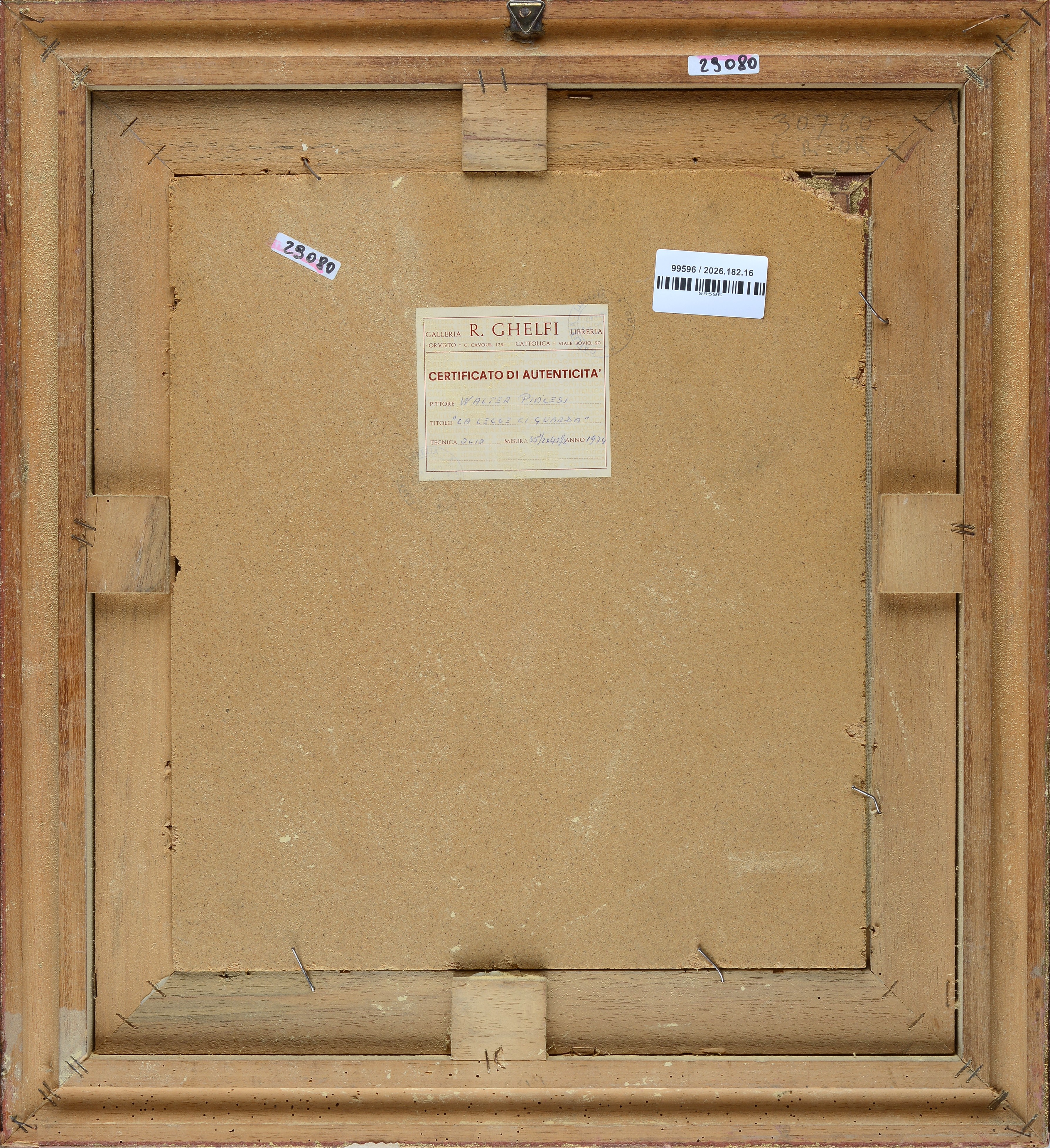 Walter Piacesi - La legge ci guarda, olio su cartoncino, 1974
