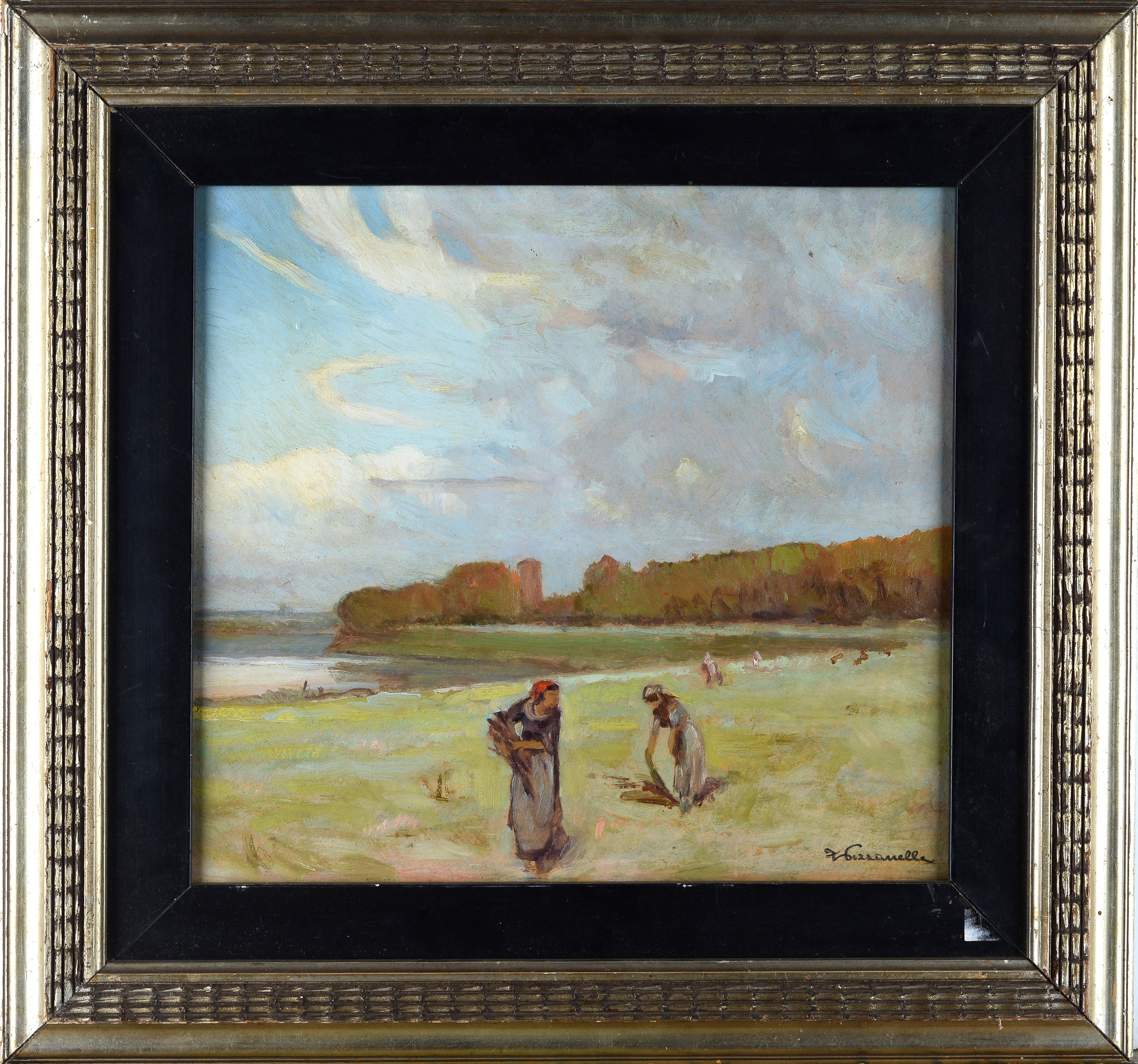 Ferruccio Pizzanelli - Spigolatrici, olio su cartone
