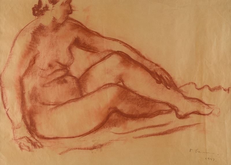 Felice Carena - Nudo (1927), sanguigna su carta