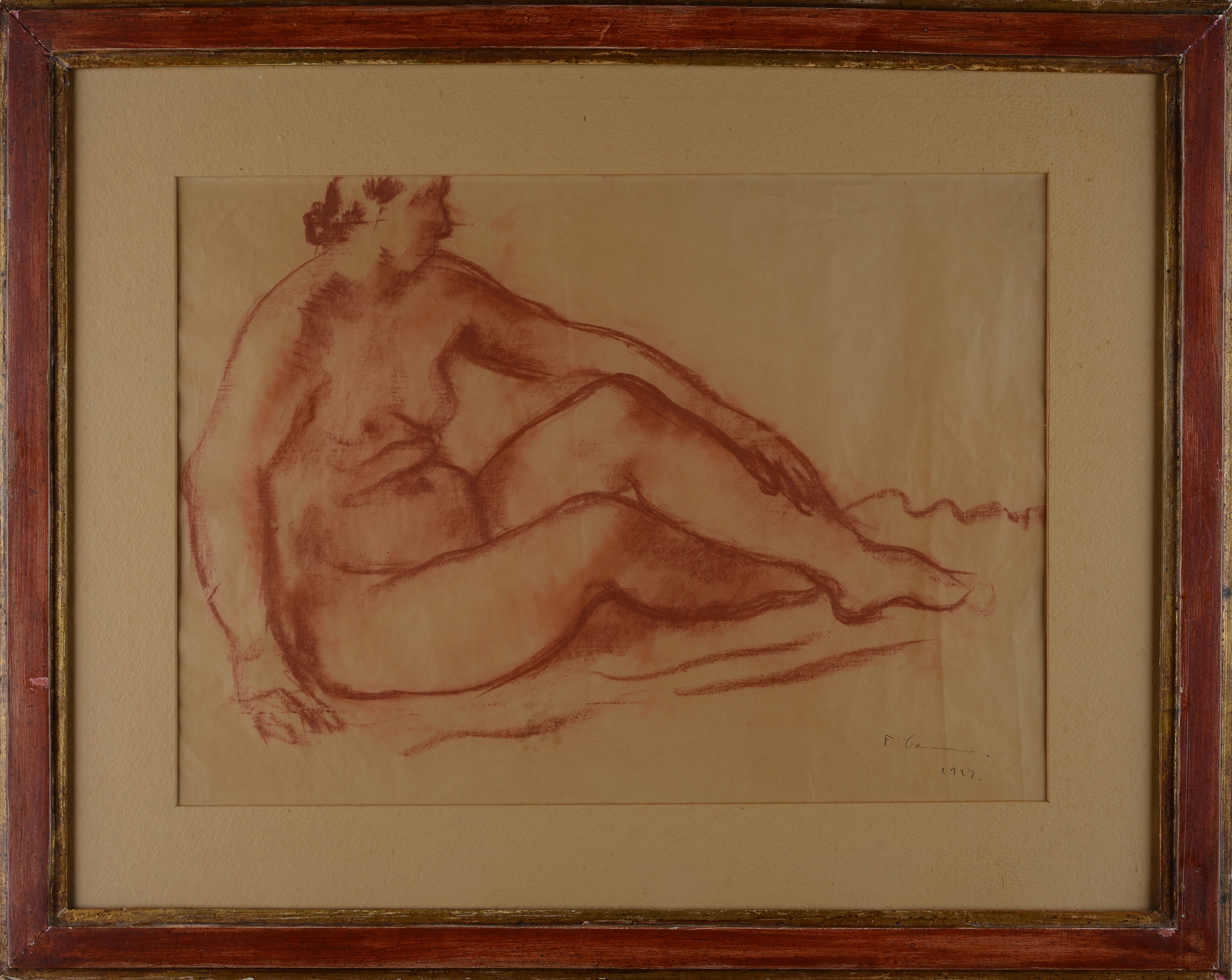 Felice Carena - Nudo (1927), sanguigna su carta