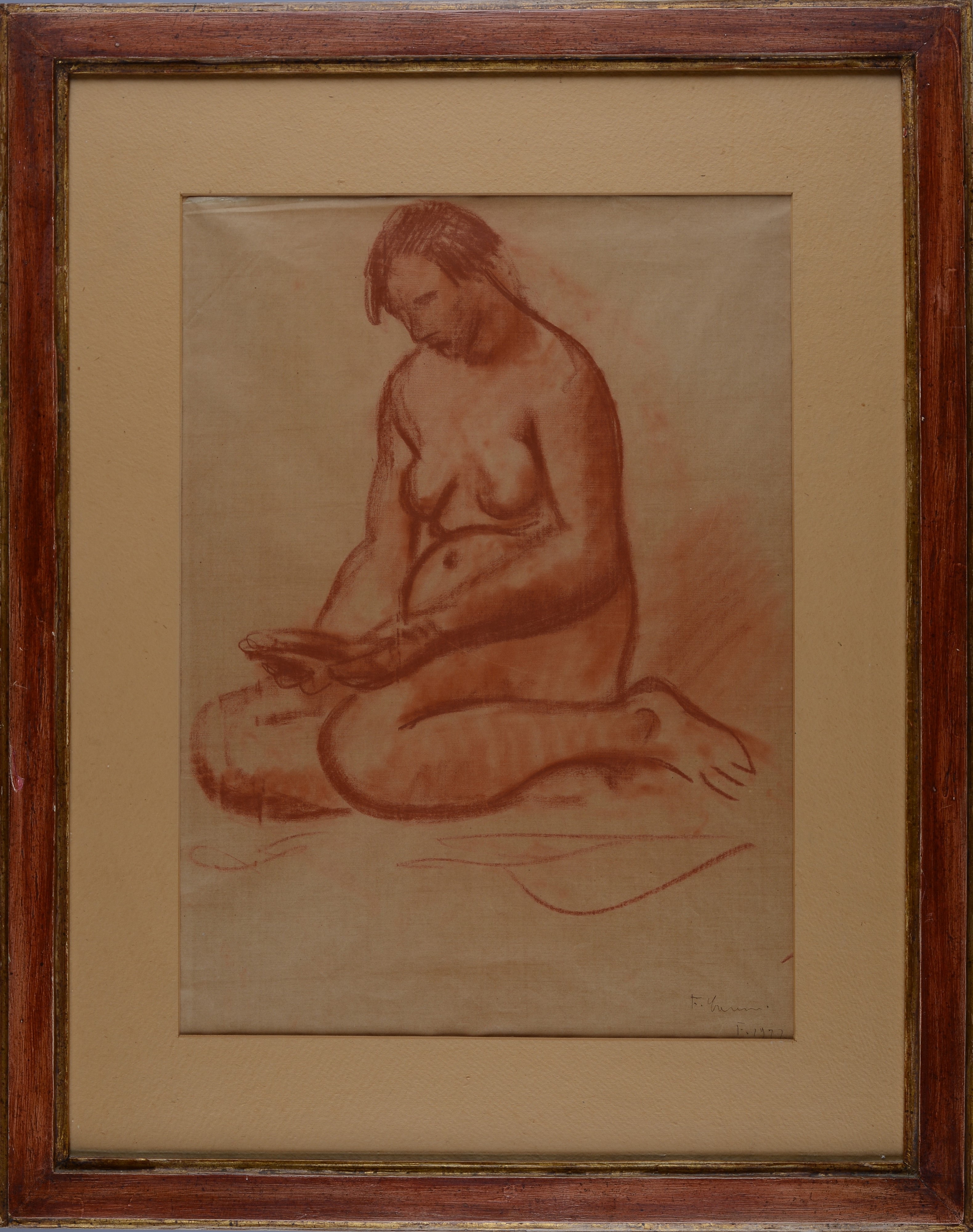 Felice Carena - Nudo, sanguigna su carta, 1927