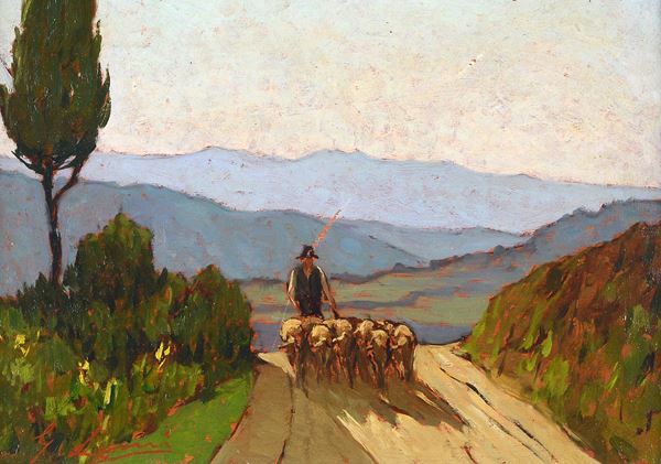 Giovanni Lomi - Countryside with flock