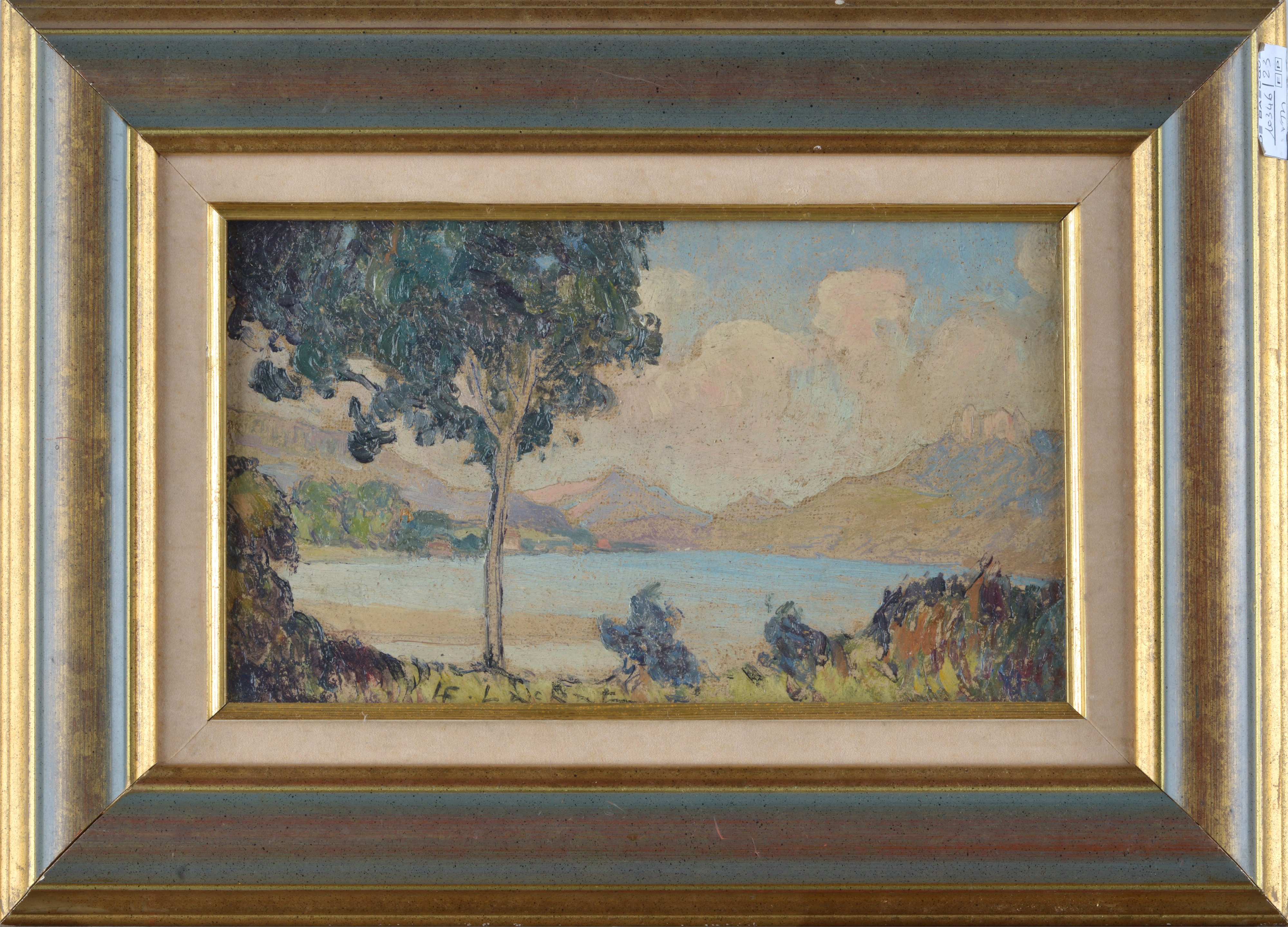 Attr. a Louis Francois Lachat - Attribuito a Louis Francois Lachat, Piccolo lago, olio su tela