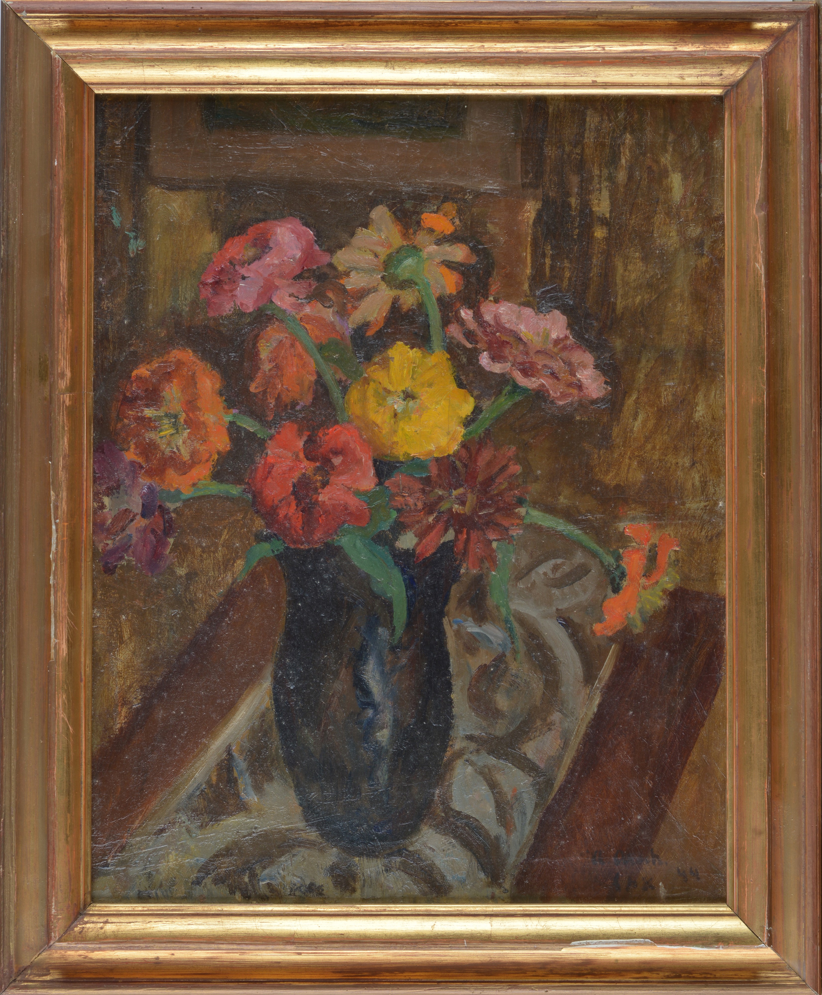 Attr. a Arie Aroch - Attribuito a Arie Aroch, Vaso con fiori, olio su tela