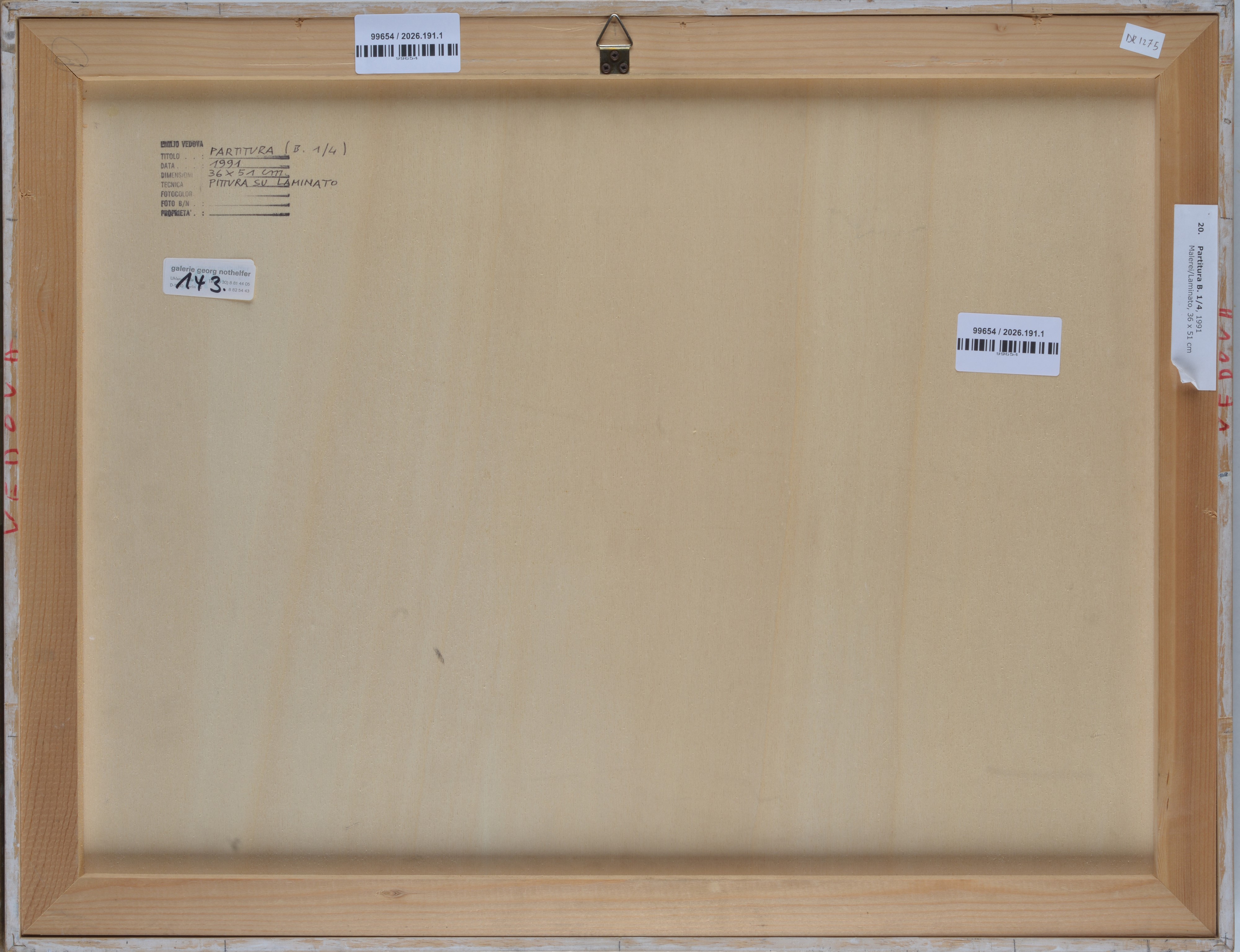 Emilio Vedova - Partitura (B 1/4), pittura su laminato, 1991
