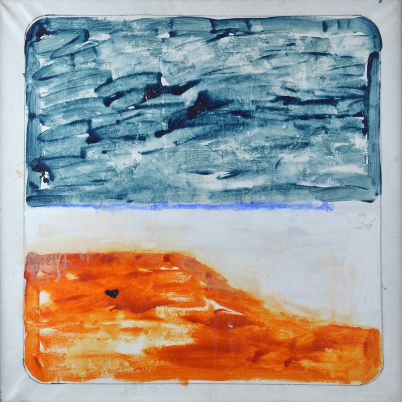 Mario Schifano - Senza titolo, smalto su tela 100x100 cm, Prima metà anni Settanta