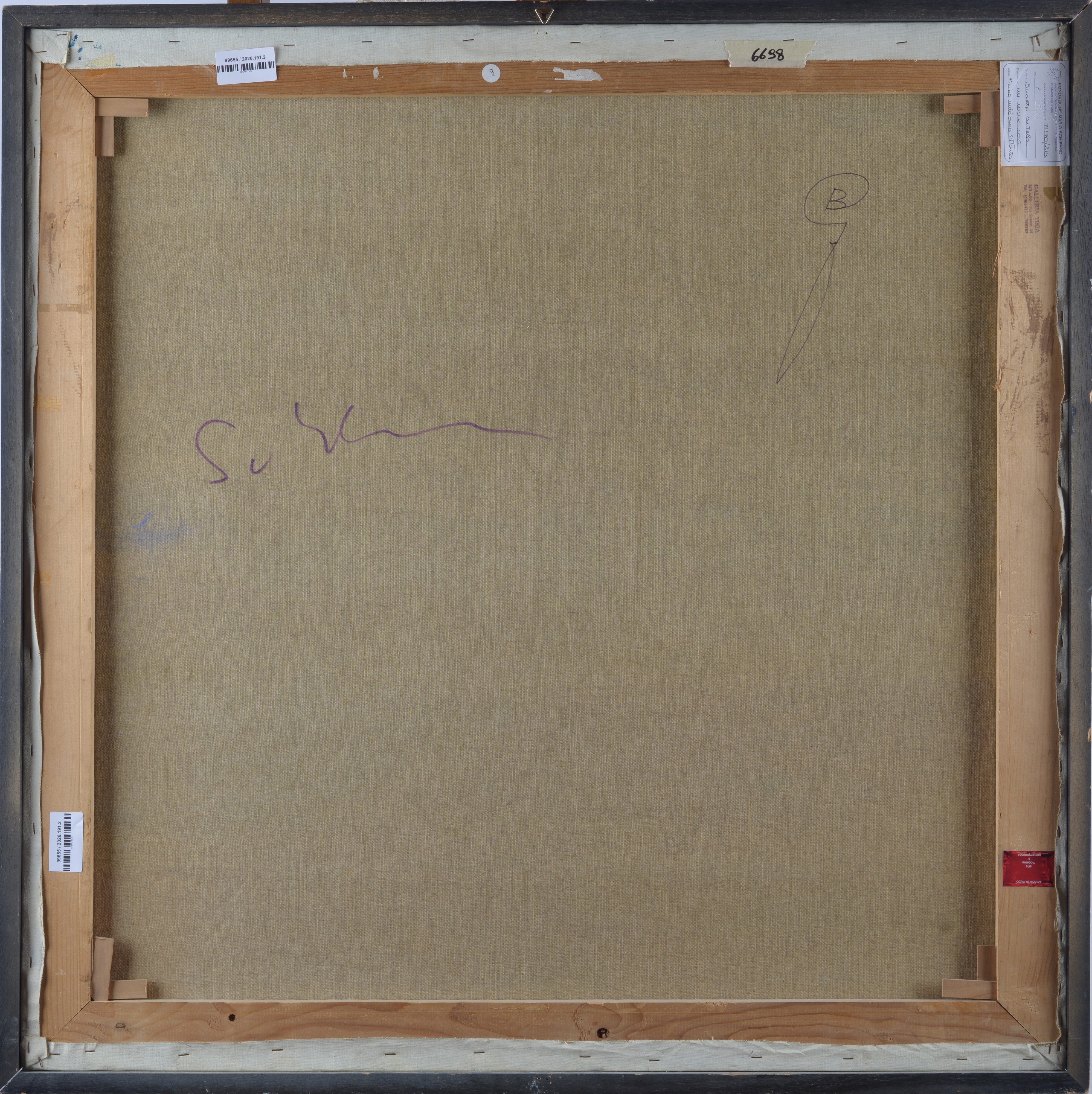 Mario Schifano - Senza titolo, smalto su tela 100x100 cm, Prima metà anni Settanta