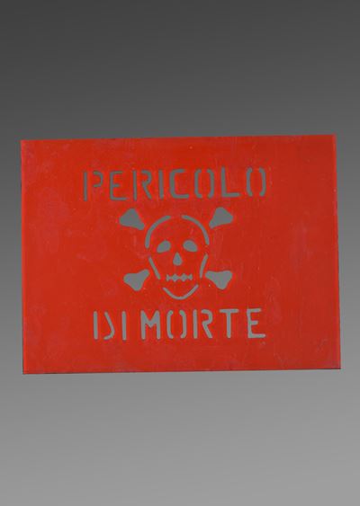 Pericolo di morte, decalcomania serigrafica, 1971