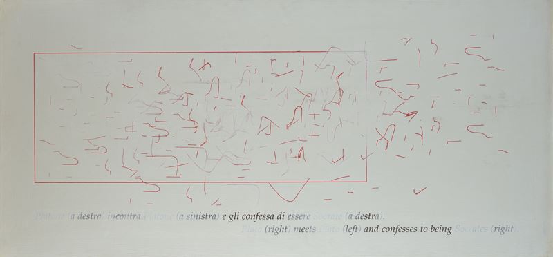 Emilio Isgrò - Plato Platone - Acrilico su tela riportata su tavola (2006)