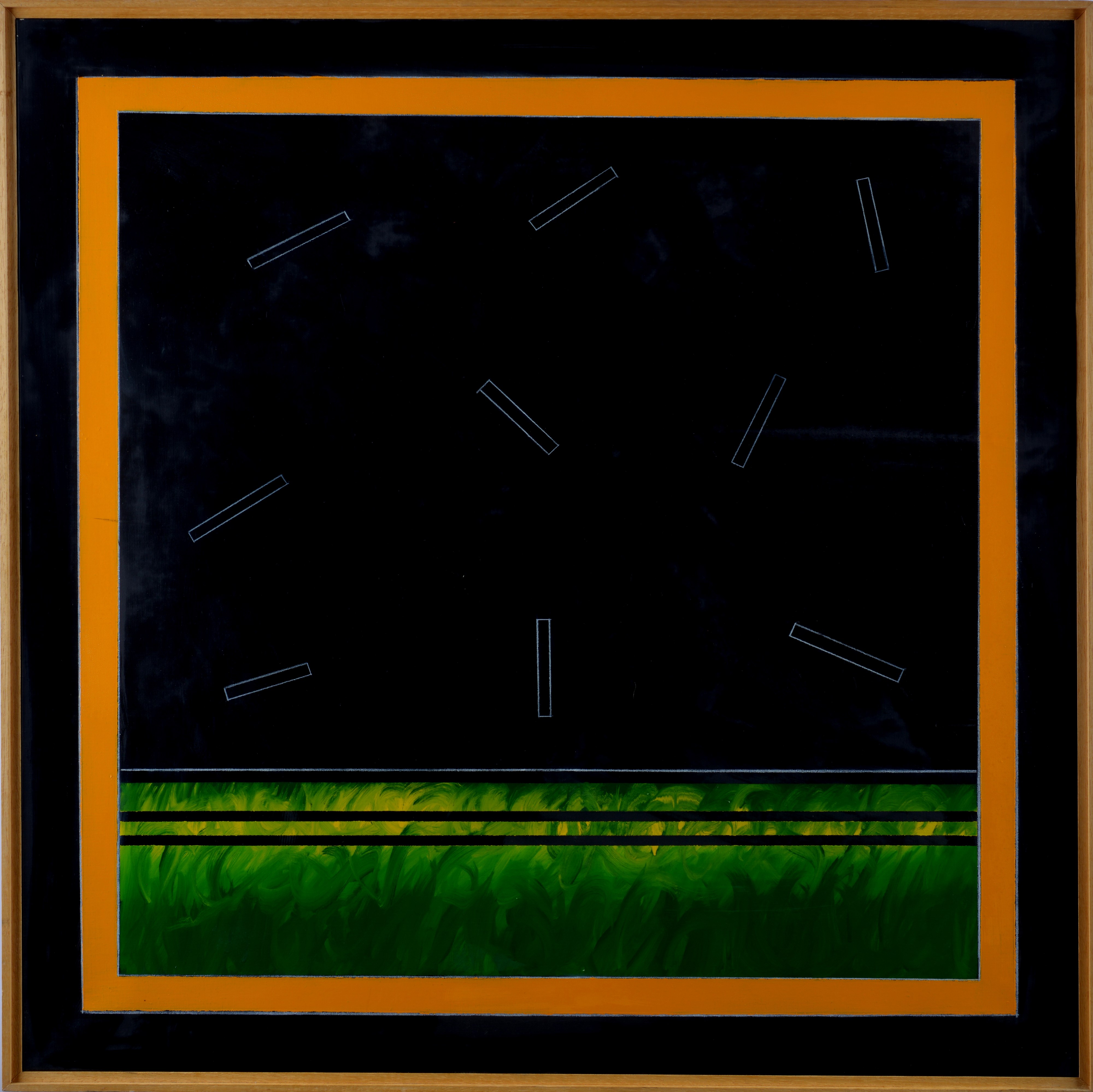 Franco Angeli - Cielo Geometrico, smalti e acrilico su tela, cm 90x90